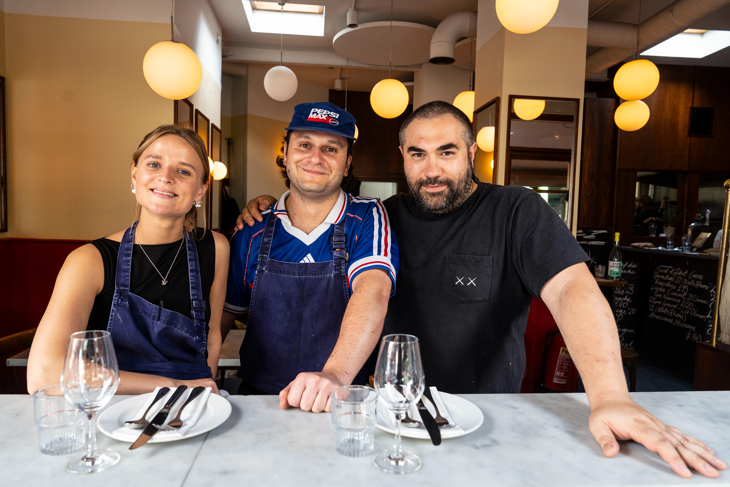 Chefs Rose Gabbertas, Elliot Hashtroudi and Meedu Saad, photographed by Antonio Olmos for OFM at Camille, London