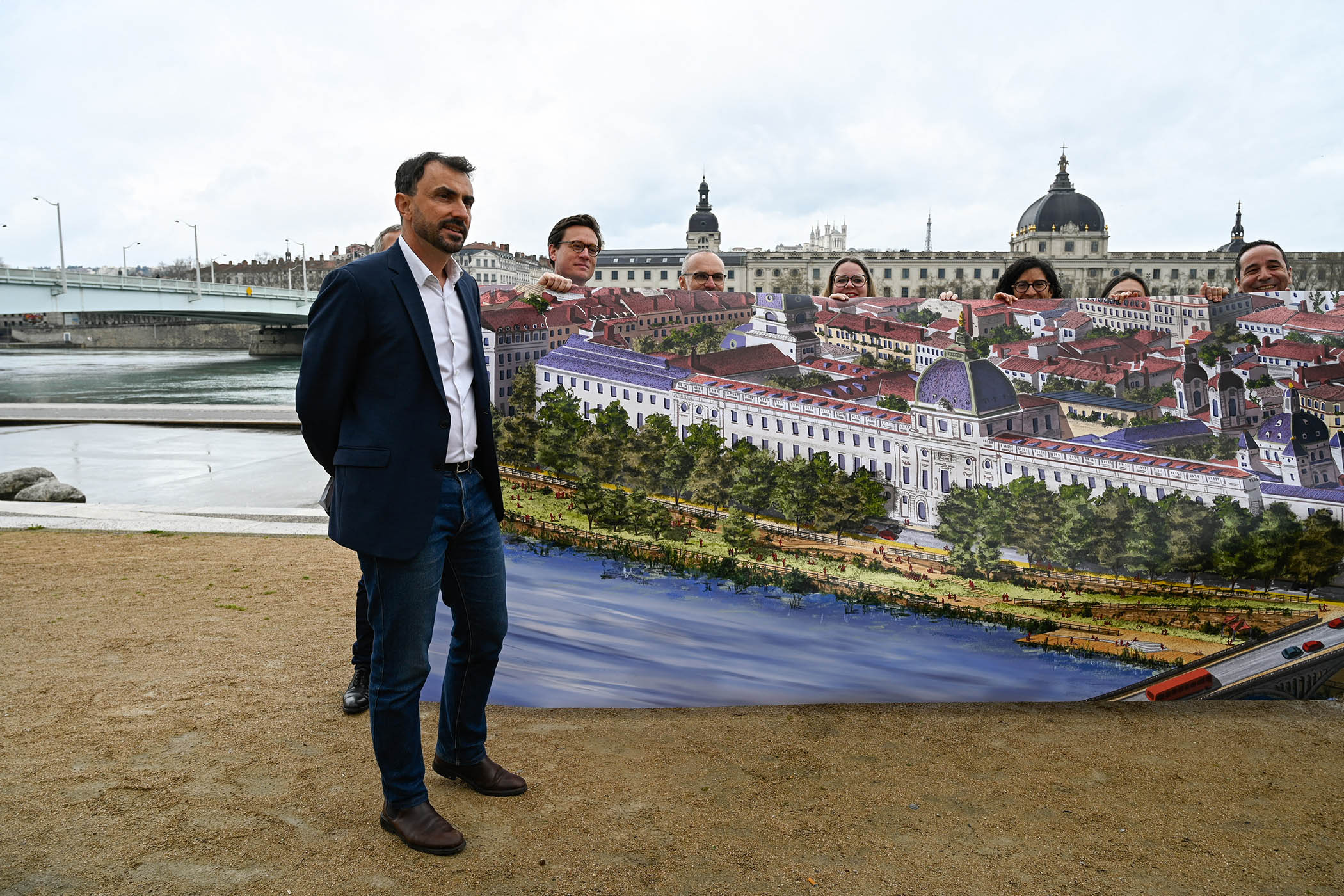 Grégory Doucet, the Green mayor of Lyon, presents his vision for the city at an election rally last week