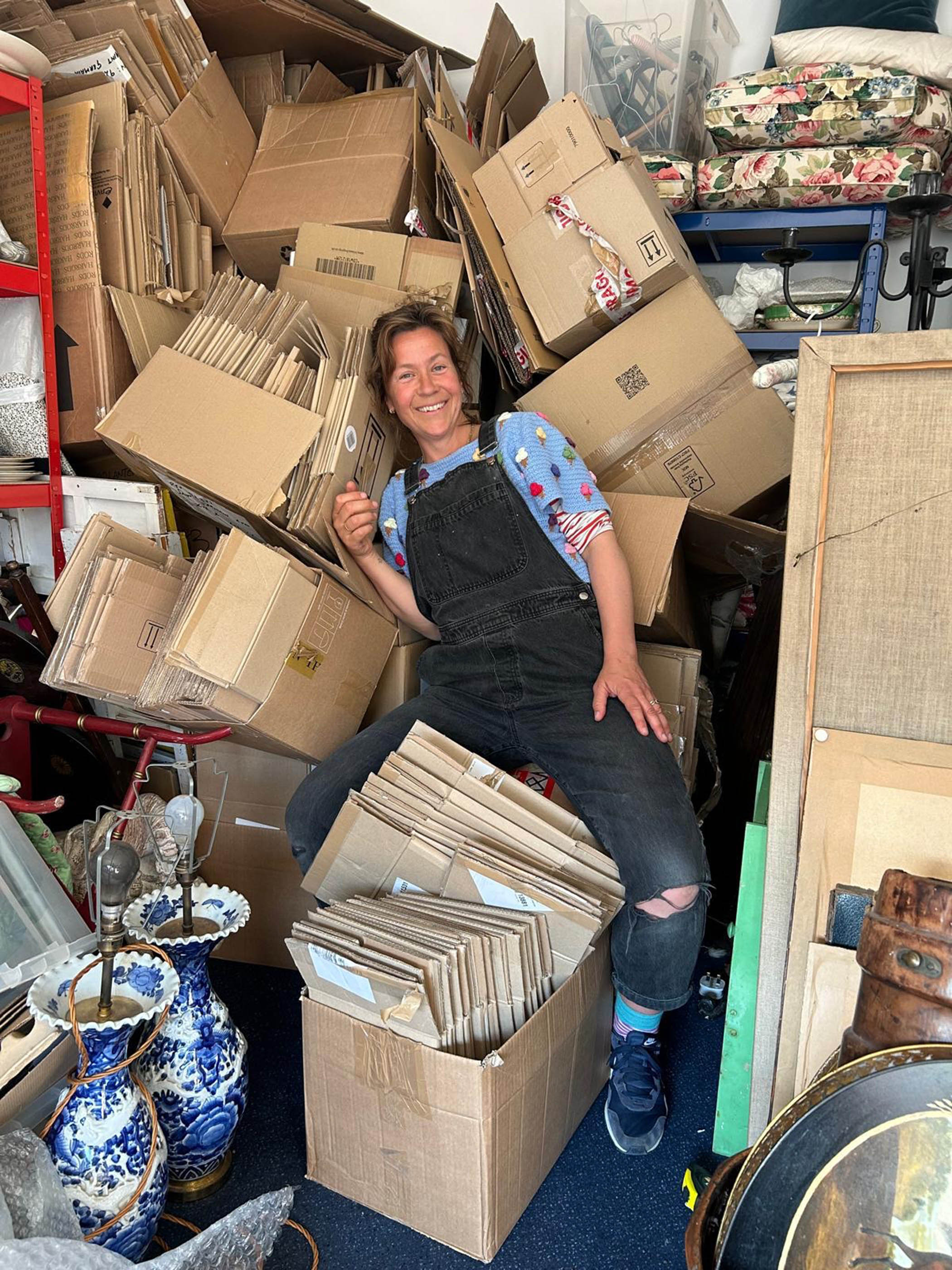 Natalia Rawley in her Wiltshire barn-cum-warehouse