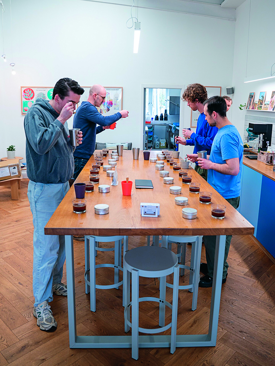 ‘Pucker up and slurp’: A cupping session underway at Campbell & Syme