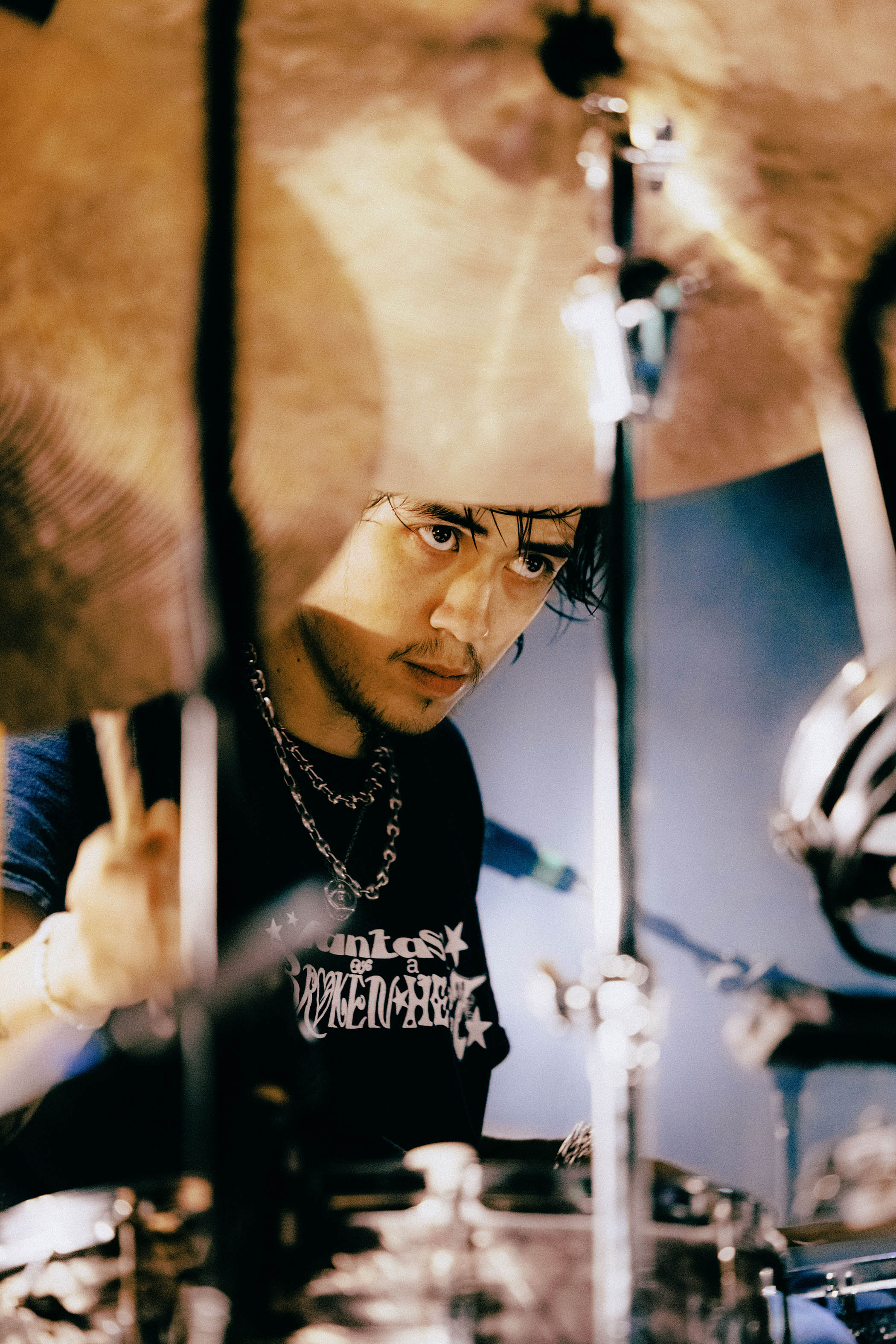Drummer Max Bassin. Main image: Geese perform to an ecstatic crowd at O2 Academy Leeds
