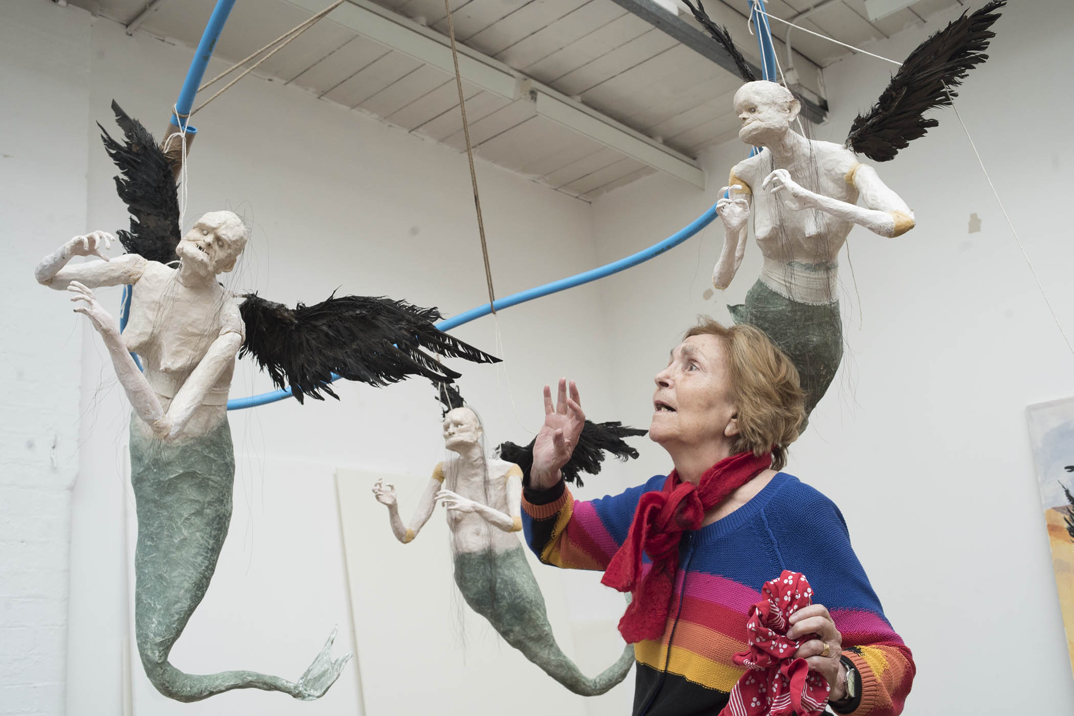 Rego with her work The Flying Mermaids, from 2017