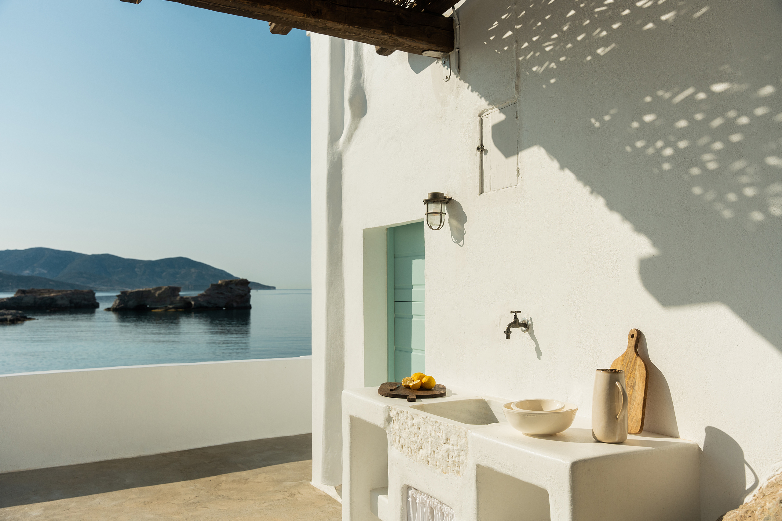 Mint condition: pale green and white are the traditional colours for houses here