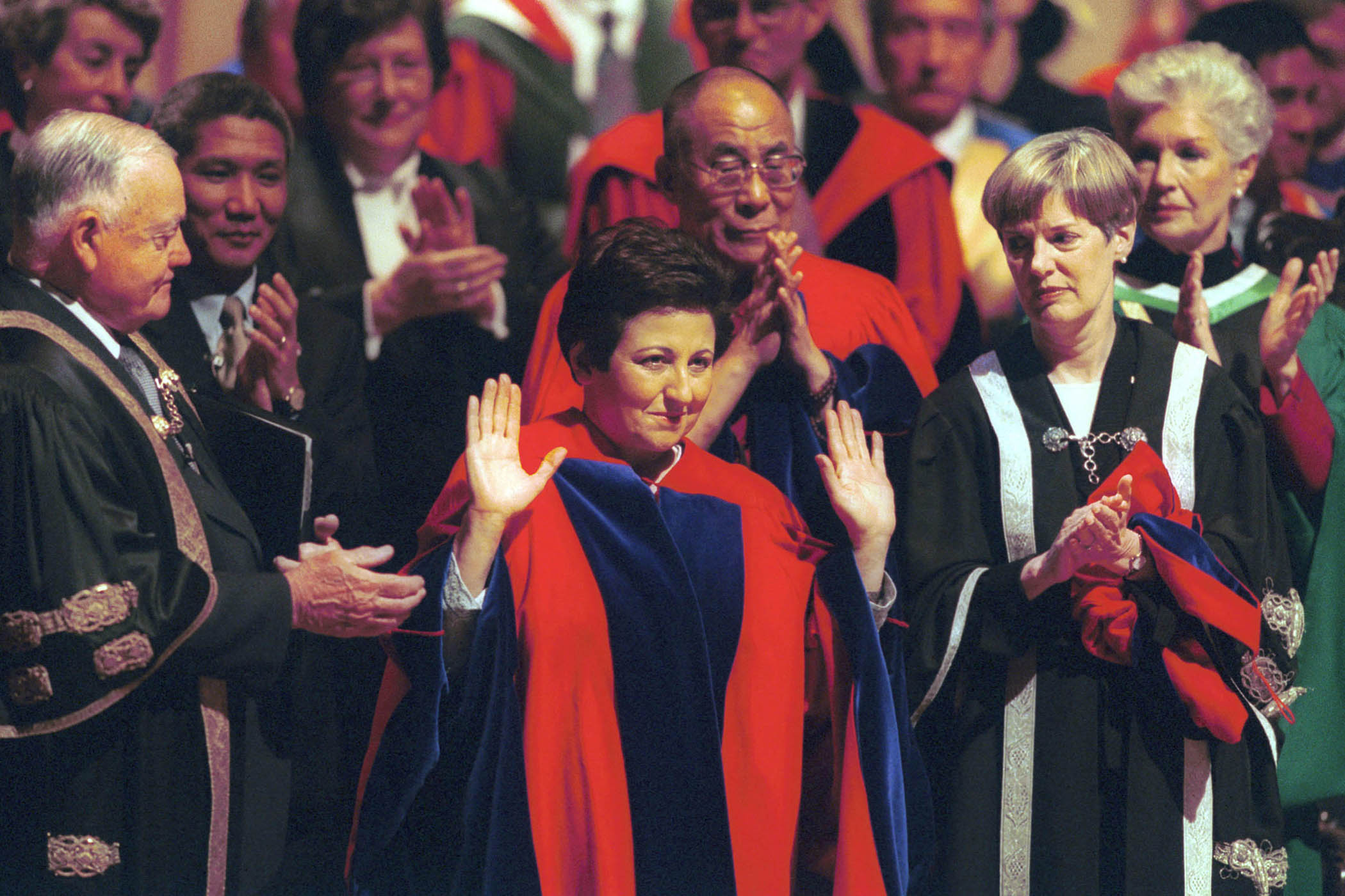 Receiving a doctor of laws degree in Vancouver to applause in 2004. Photo by UPI/Alamy
