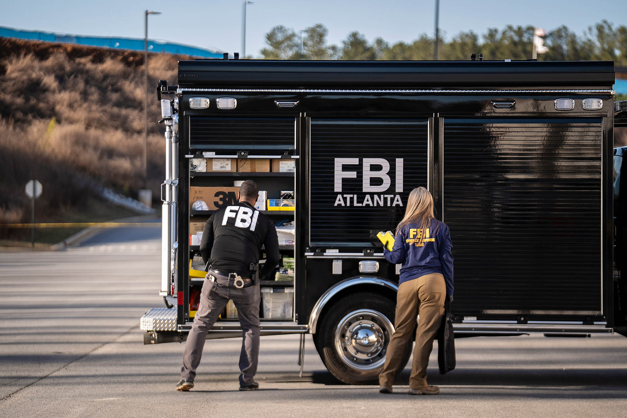 FBI agents at the Fulton County election hub in Union City, Georgia, where they seized voting materials on 28 January