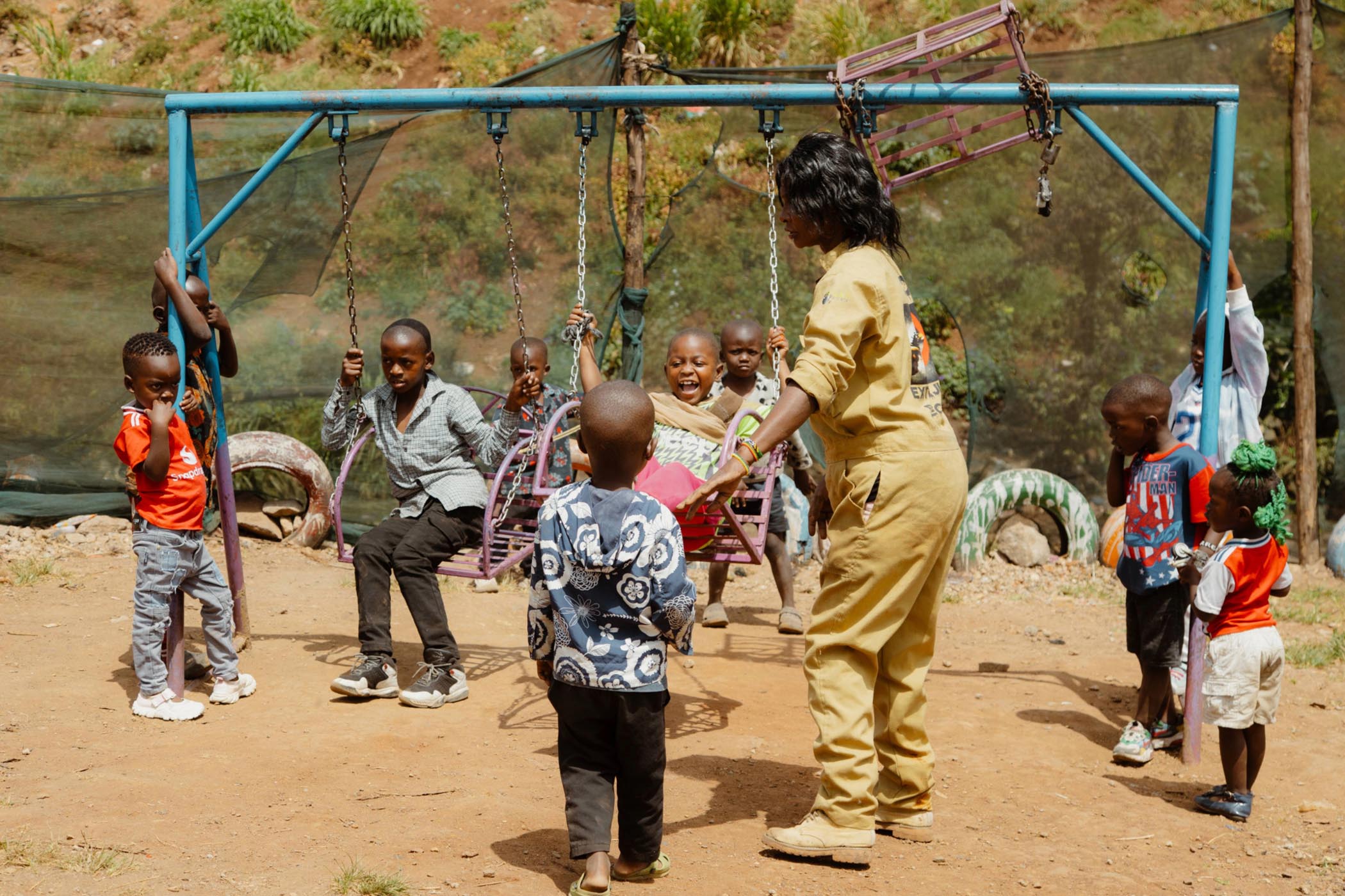In Mathare, Nairobi’s oldest slum, children play in a park built in memory of a victim of police violence