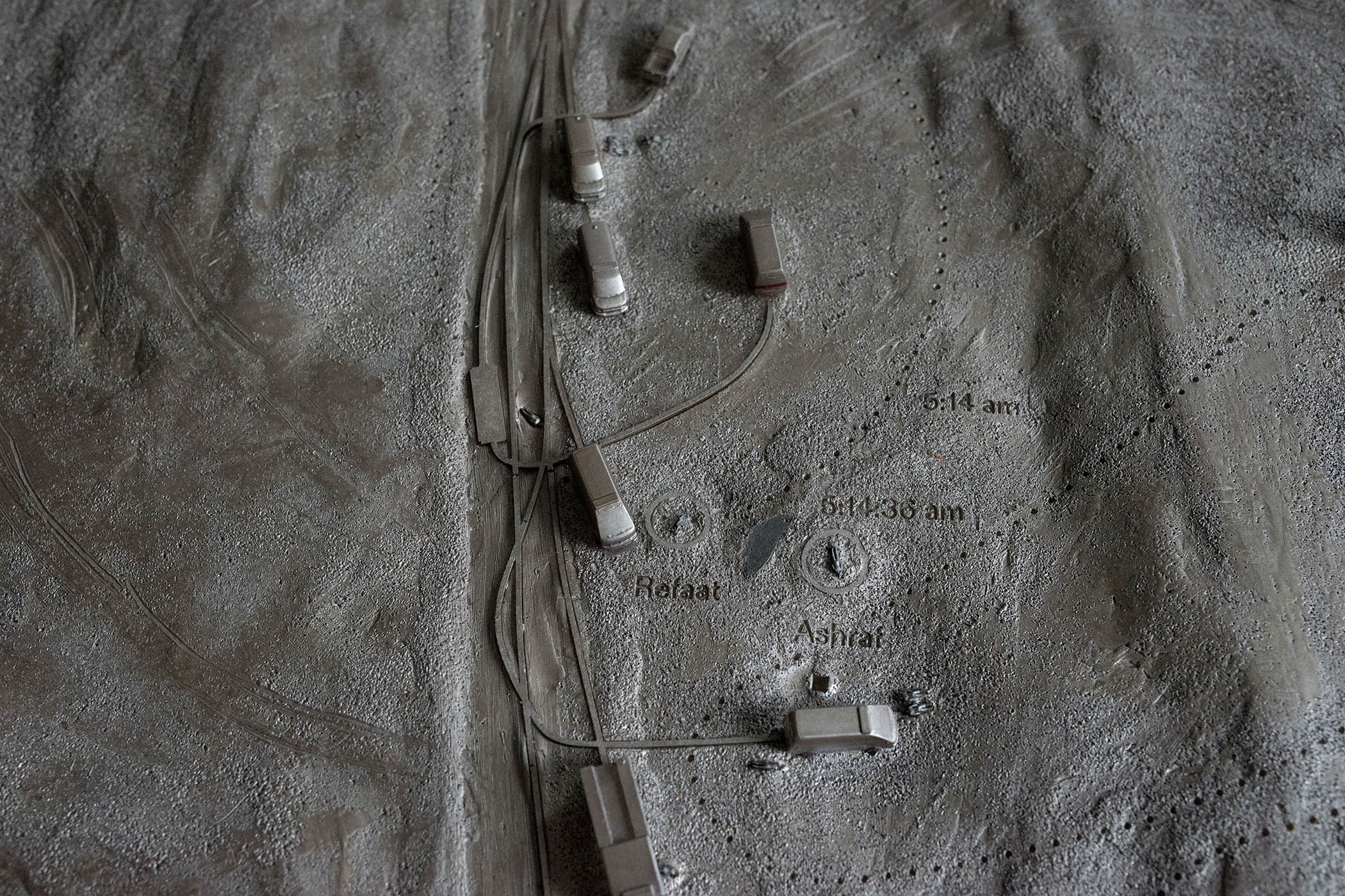 Model at the Forensic Architecture offices at Goldsmiths, London