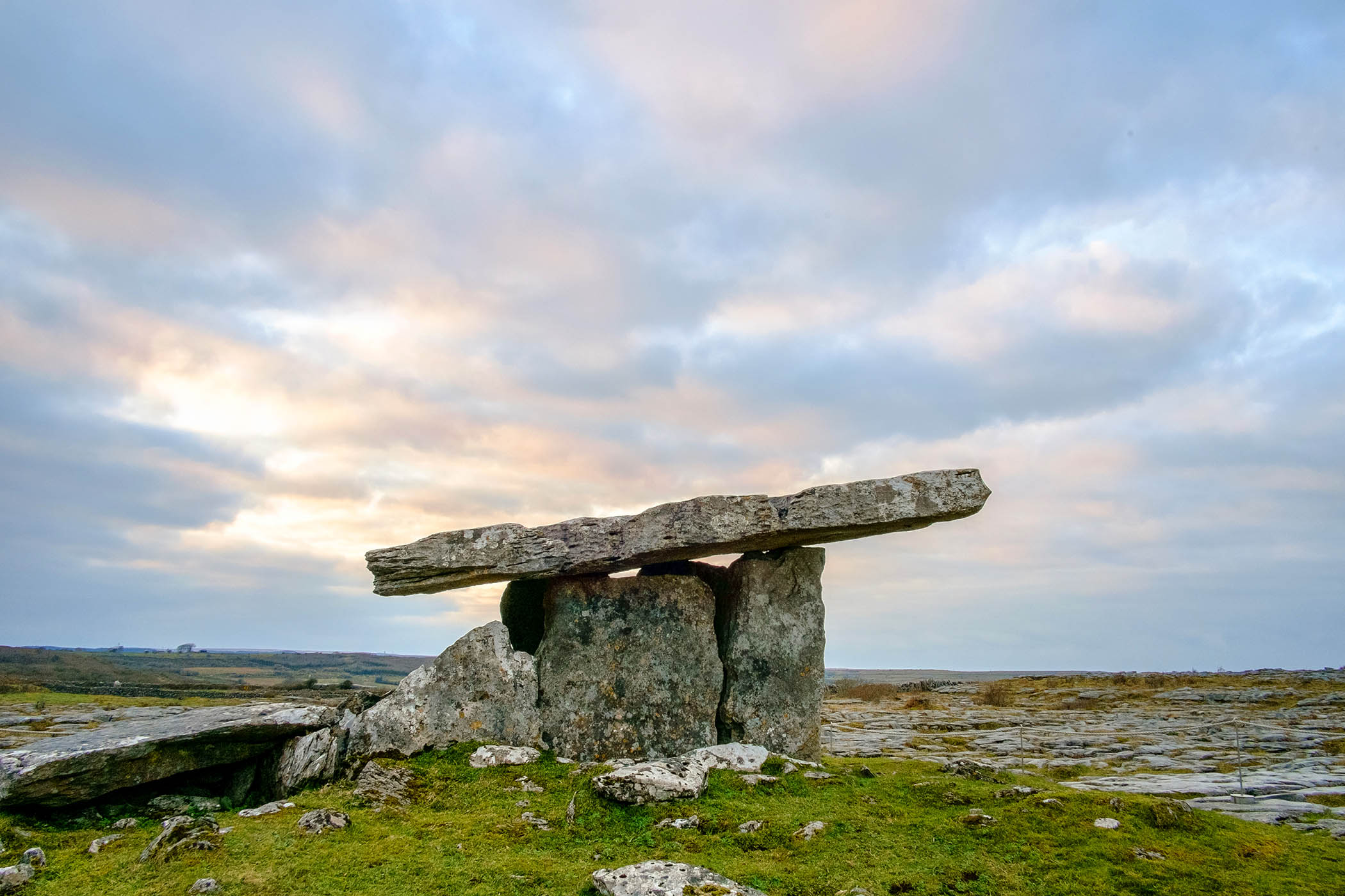 Poll na mBrón, or in English hole of the quern stones, a portal tomb in the Burren, County Clare