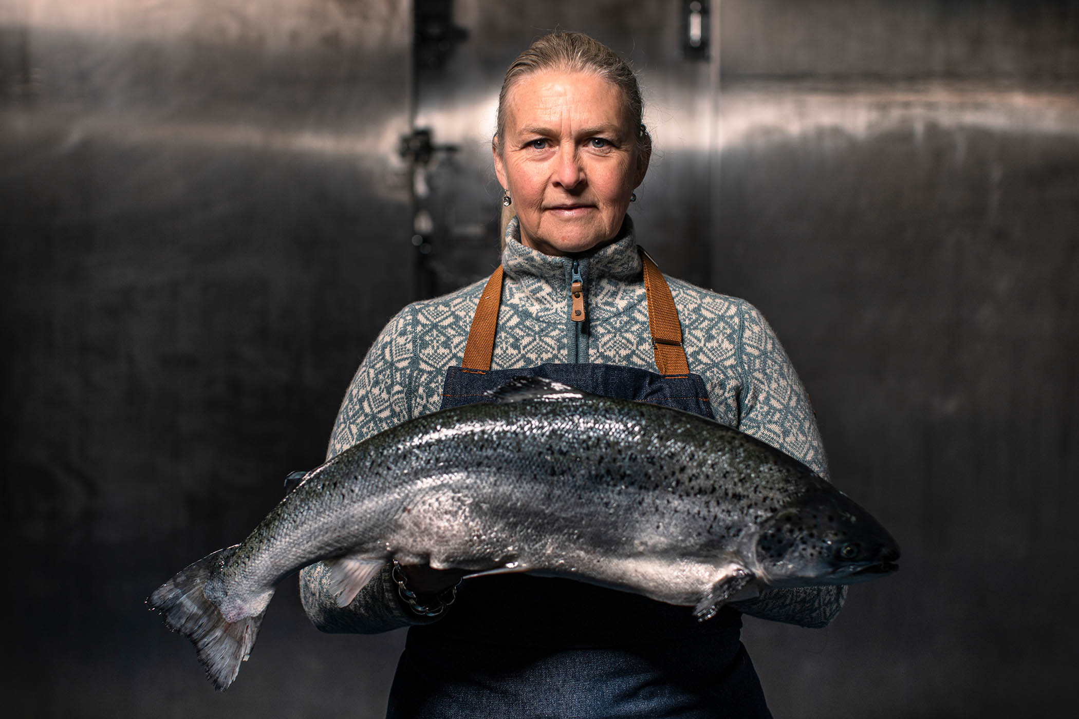 Birgitta Hedin-Curtin, who runs a County Clare smokehouse, with a wild salmon