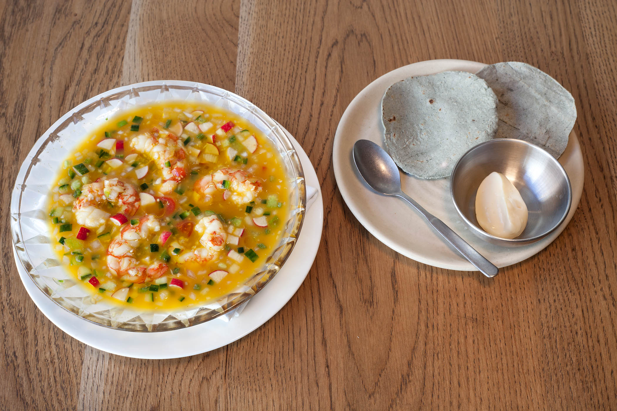 ‘Bracing acidity’: prawn ceviche