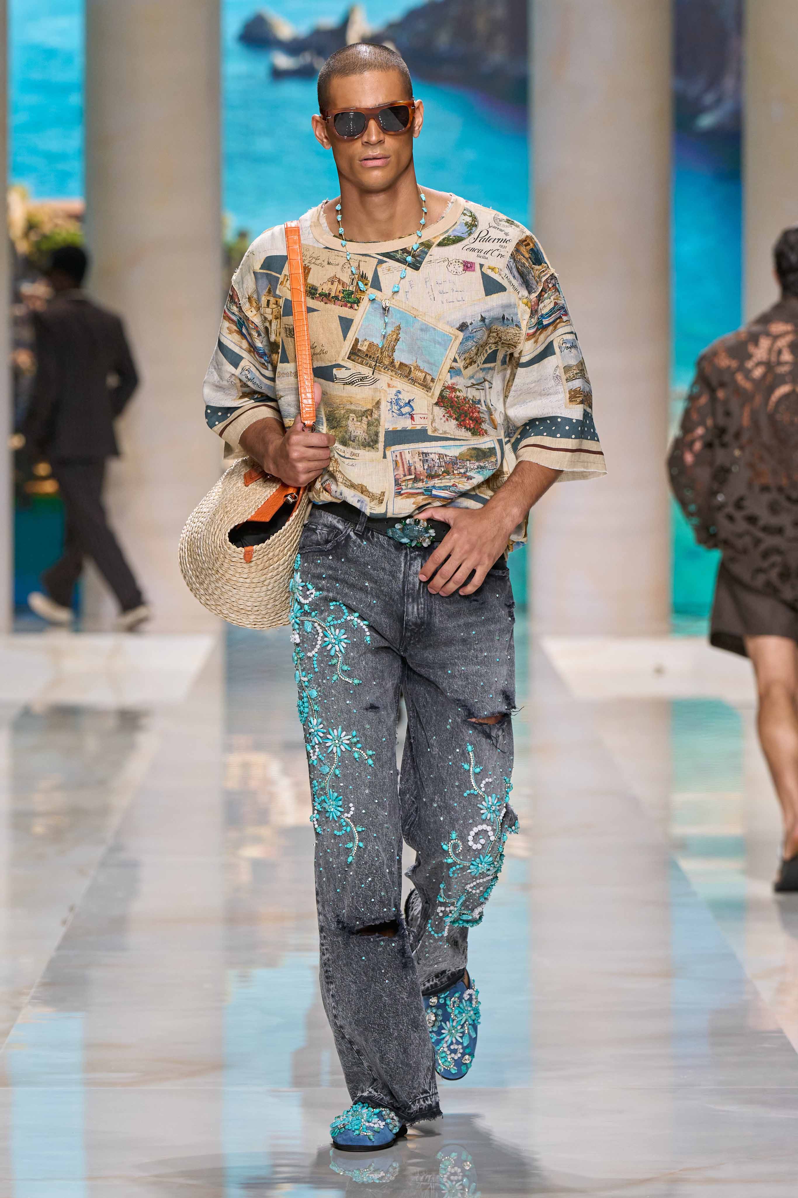 DOLCE & GABBANAFashion fans will know that Sicily is rarely not on a Dolce & Gabbana mood board. SS27 was no exception, titled Vacanze Siciliane (Sicilian holiday) the collection served up the ultimate summer wardrobe, encompassing everything from summer black to head-to-toe white looks, via postcard prints of vacation scenes and lemon trees, and opulent embellishments on distressed denim and accessories. Silk swimwear, crochet pieces, chevron-striped knits and tailored jackets in linen are inspired by the first wave of modern tourists to discover Sicily during the 50s and early 60s. This is the design duo’s first runway since April’s announcement that Stefano Gabbana tendered his resignation as chair effective from January. As part of a reshuffle the former Gucci chief executive Stefano Cantino was appointed as co-CEO of the Group, alongside Alfonso Dolce, a brother of Domenico. Gabbana’s role as co-creative director alongside Domenico Dolce remains unaffected.