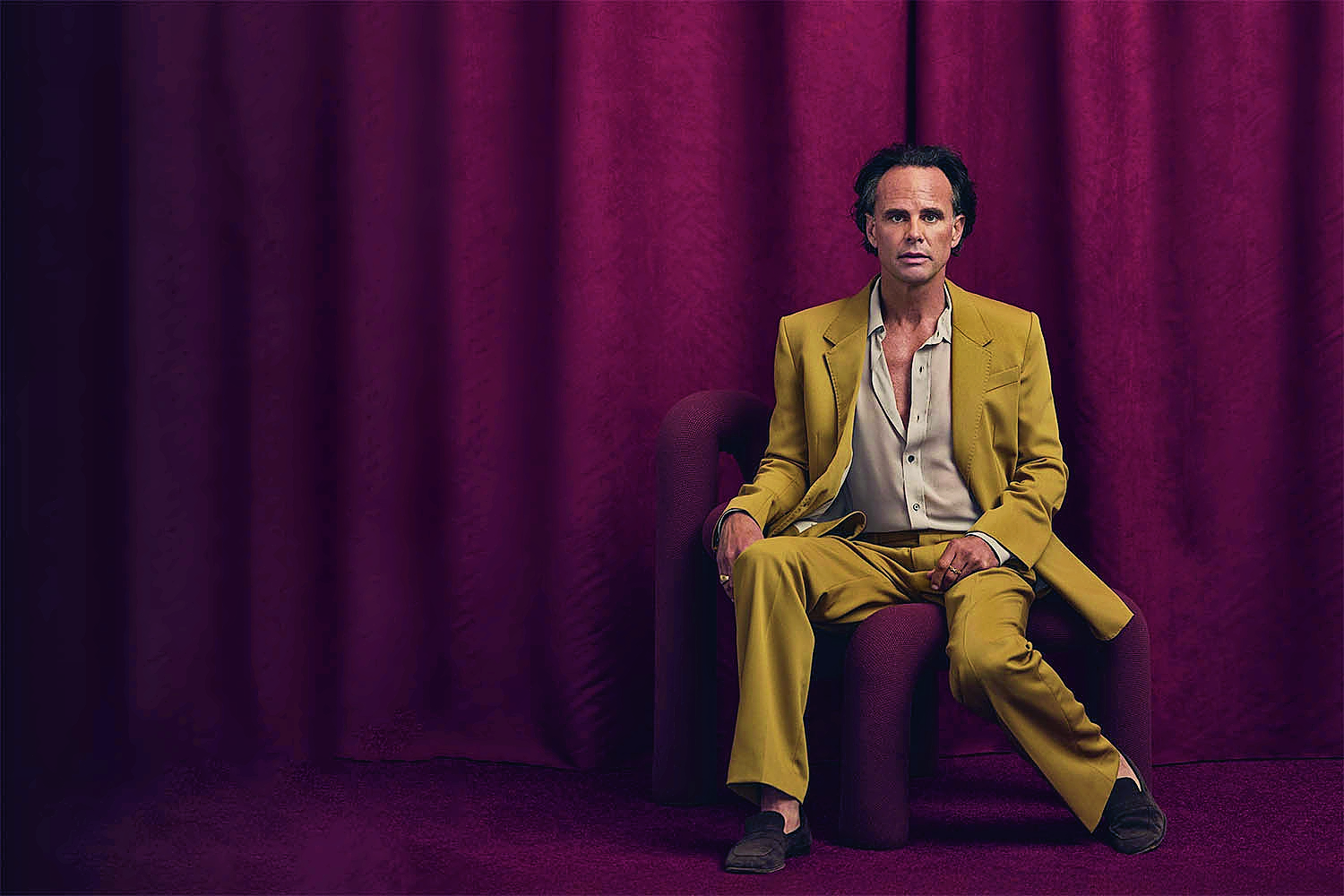 ‘I am where I am, and I love it’: Walton Goggins wears jacket, shirt and trousers by Ami; shoes by Paul Smith; all jewellery his own