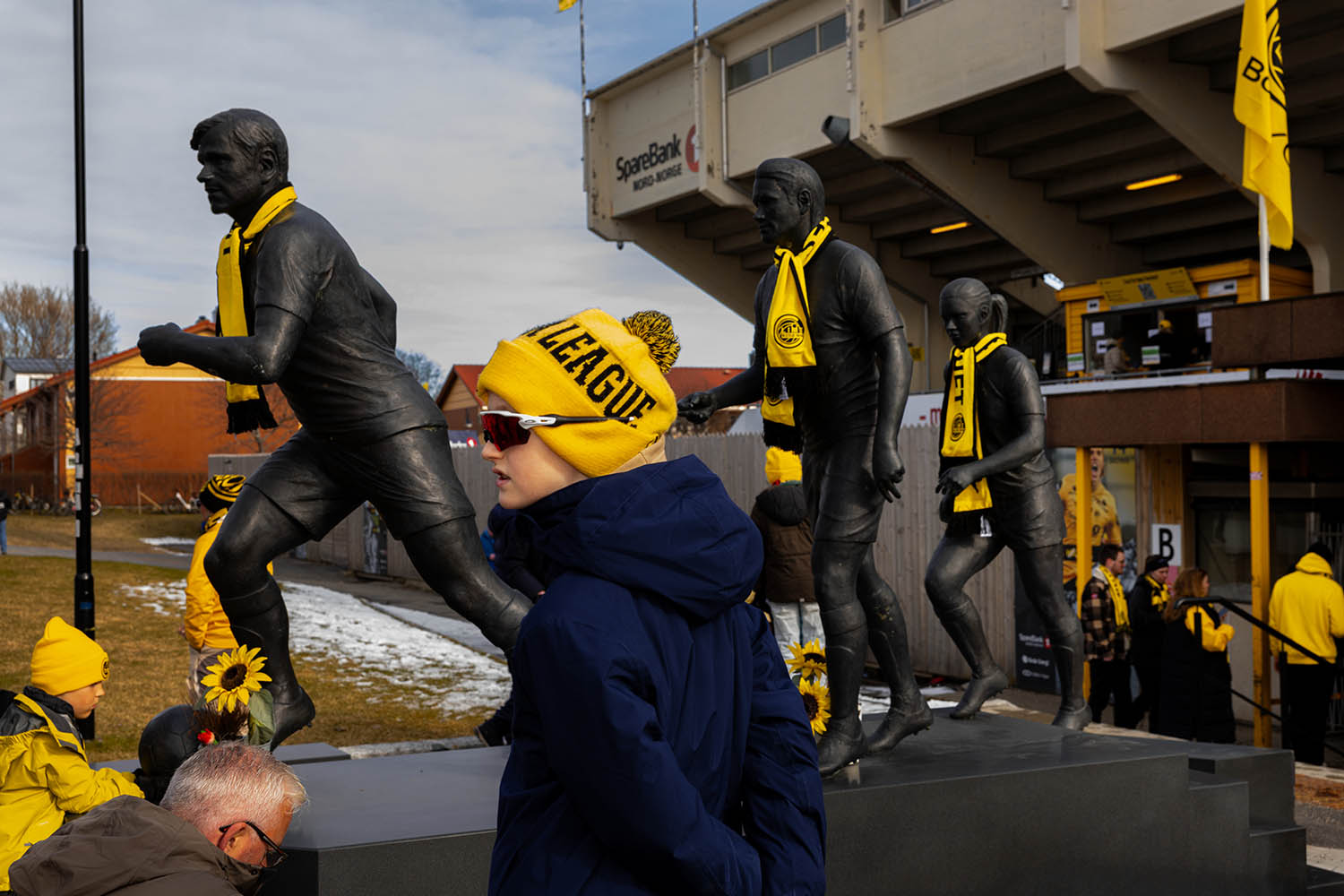 Bodø Glimt supporters arrive at Aspmyra Stadium for the match against KFUM, Sunday, April 27 Bodø, Norway.
