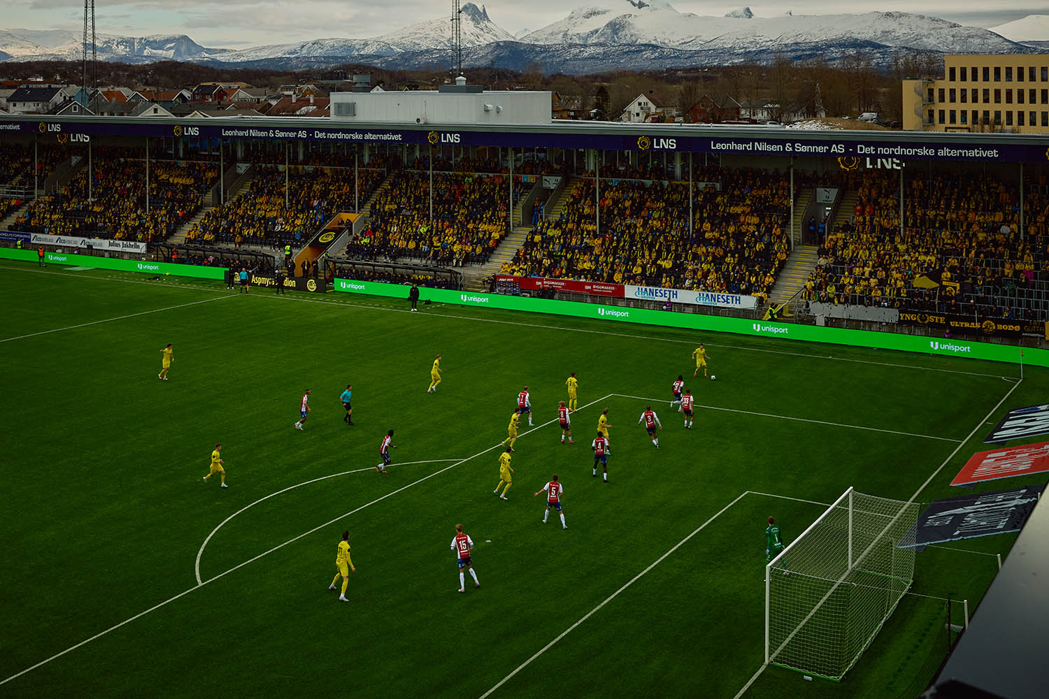 Bodø Glimt on an early attack against KFUM Sunday, April 27 at Aspmyra Stadium in Bodø, Norway,