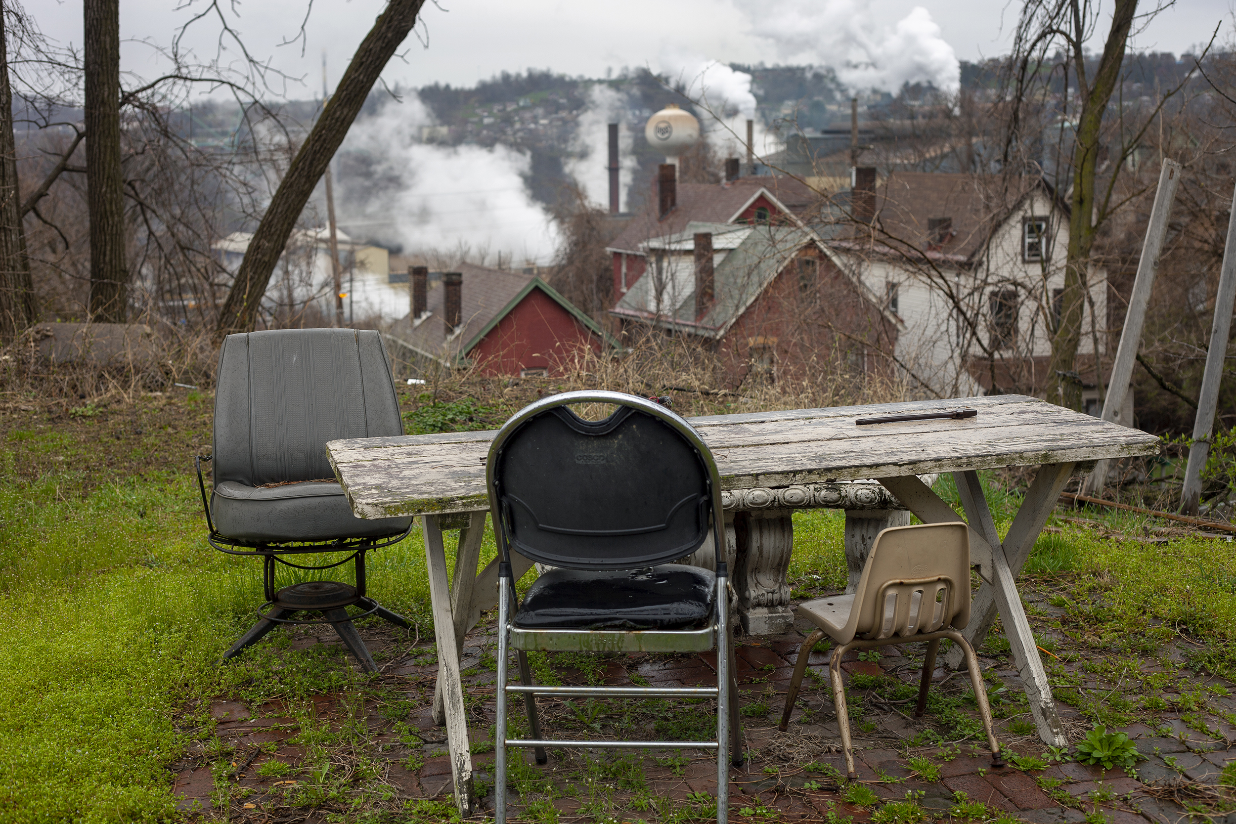 Garden by the steel mill in Braddock, Pennsylvania.