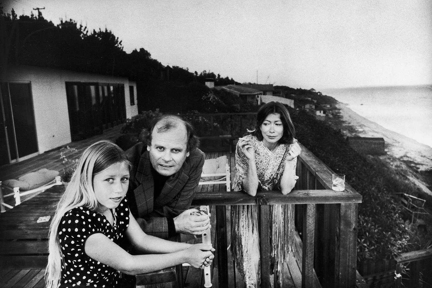 Didion and Dunne with their daughter, Quintana, in Malibu, California, 1976. Getty Images