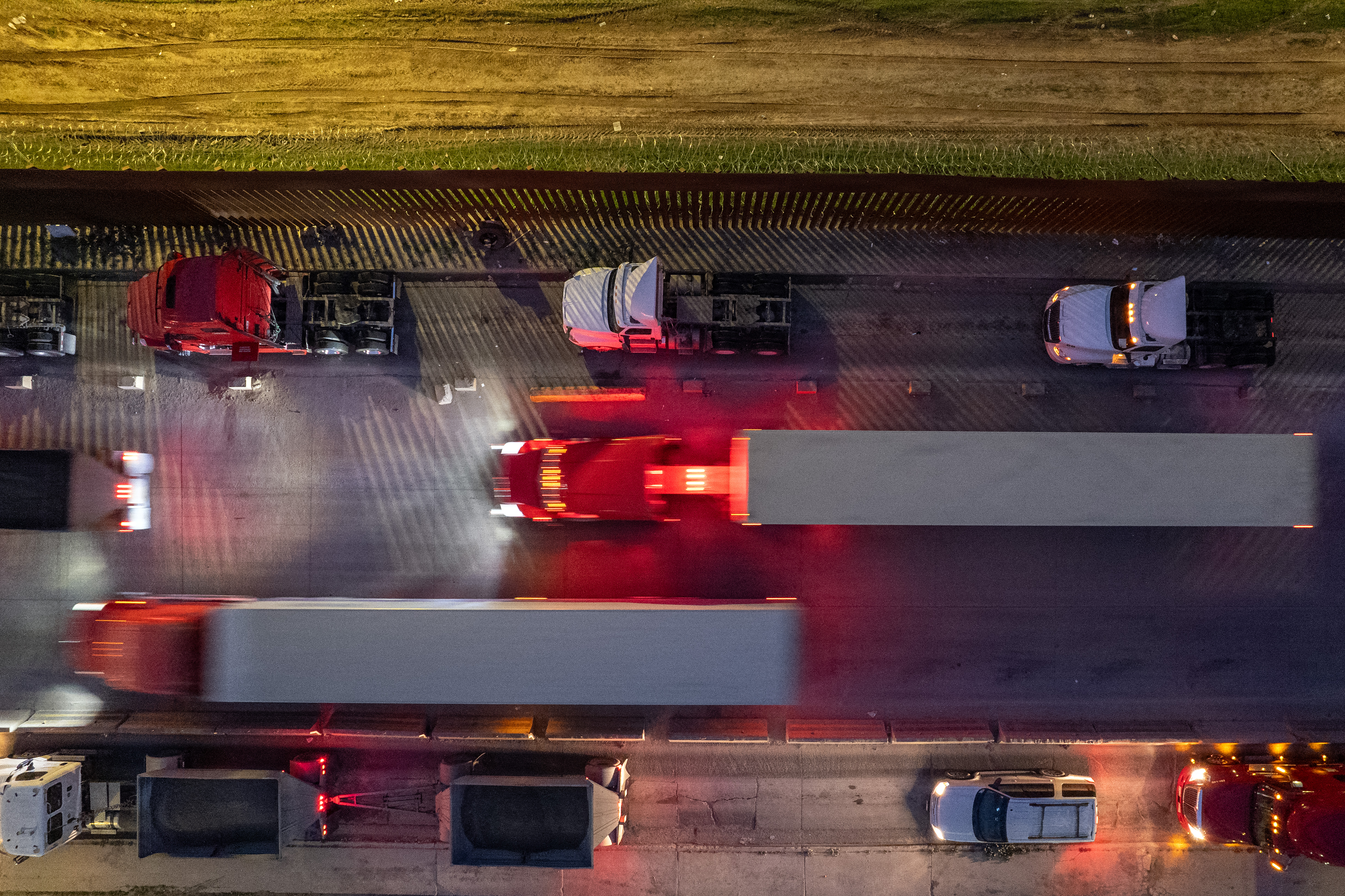 Cargo trucks head to the US from Tijuana, Baja California state in Mexico, which promised a ‘comprehensive response’ to Trump’s tariffs.  AFP
