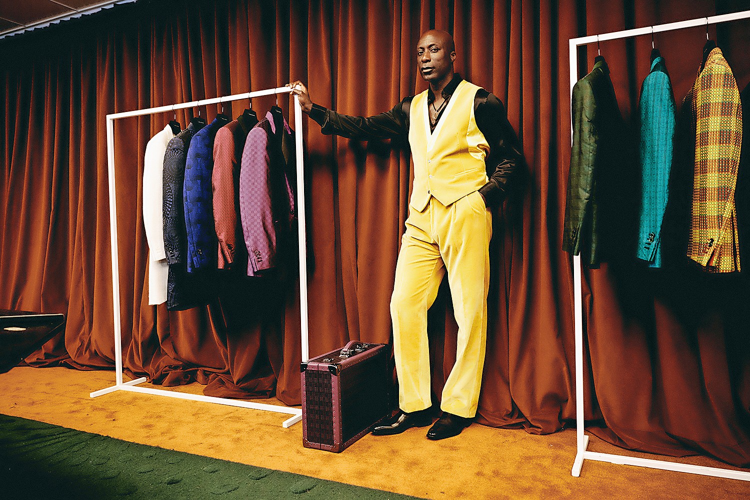 Ozwald Boateng on Friday in his makeshift studio in New York, ahead of the Met Gala. Danny Kasirye/The Observer