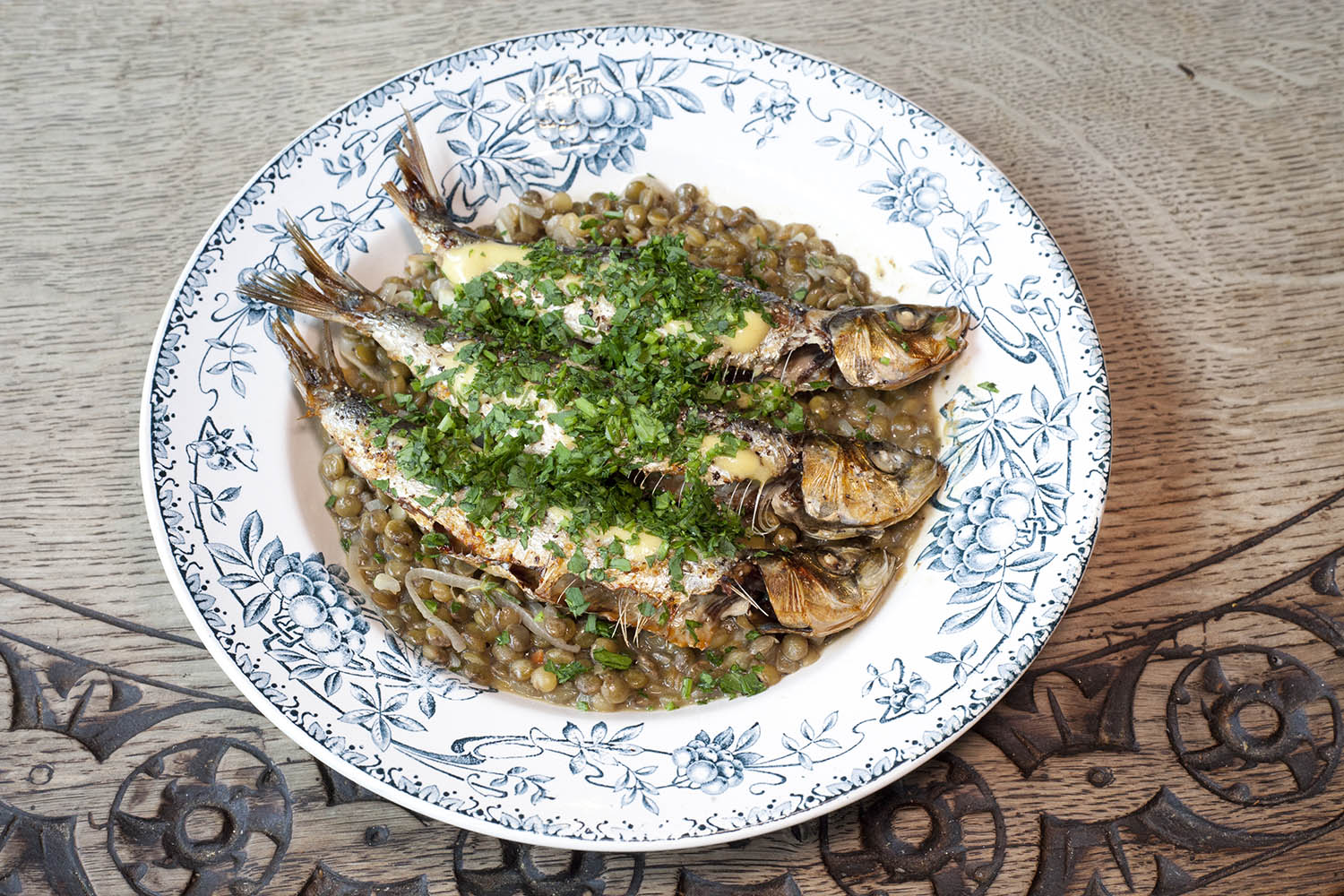 ‘A beautiful and filling combination’: sardines and lentils