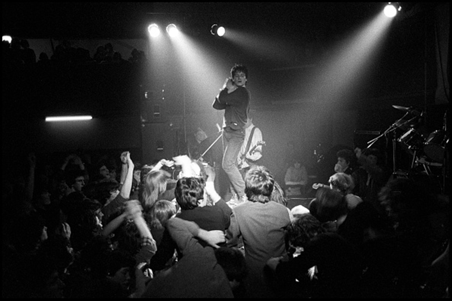 On stage at the Arcadia Ballroom, Cork, Ireland, March 1980
