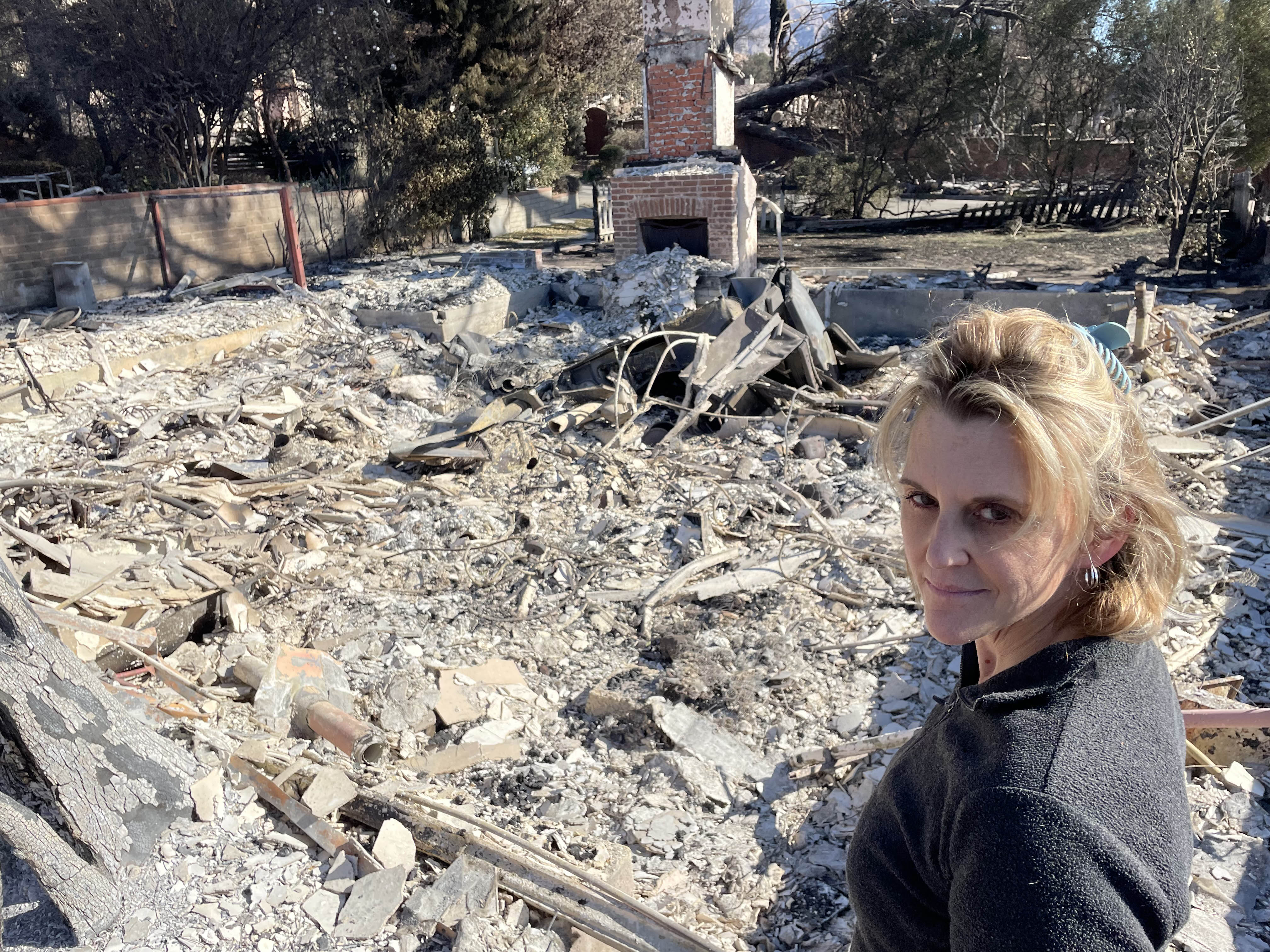 ‘Hauntingly, the chimney is the only thing that now stands’: Daum and the ashes of her former home in Altadena, California.