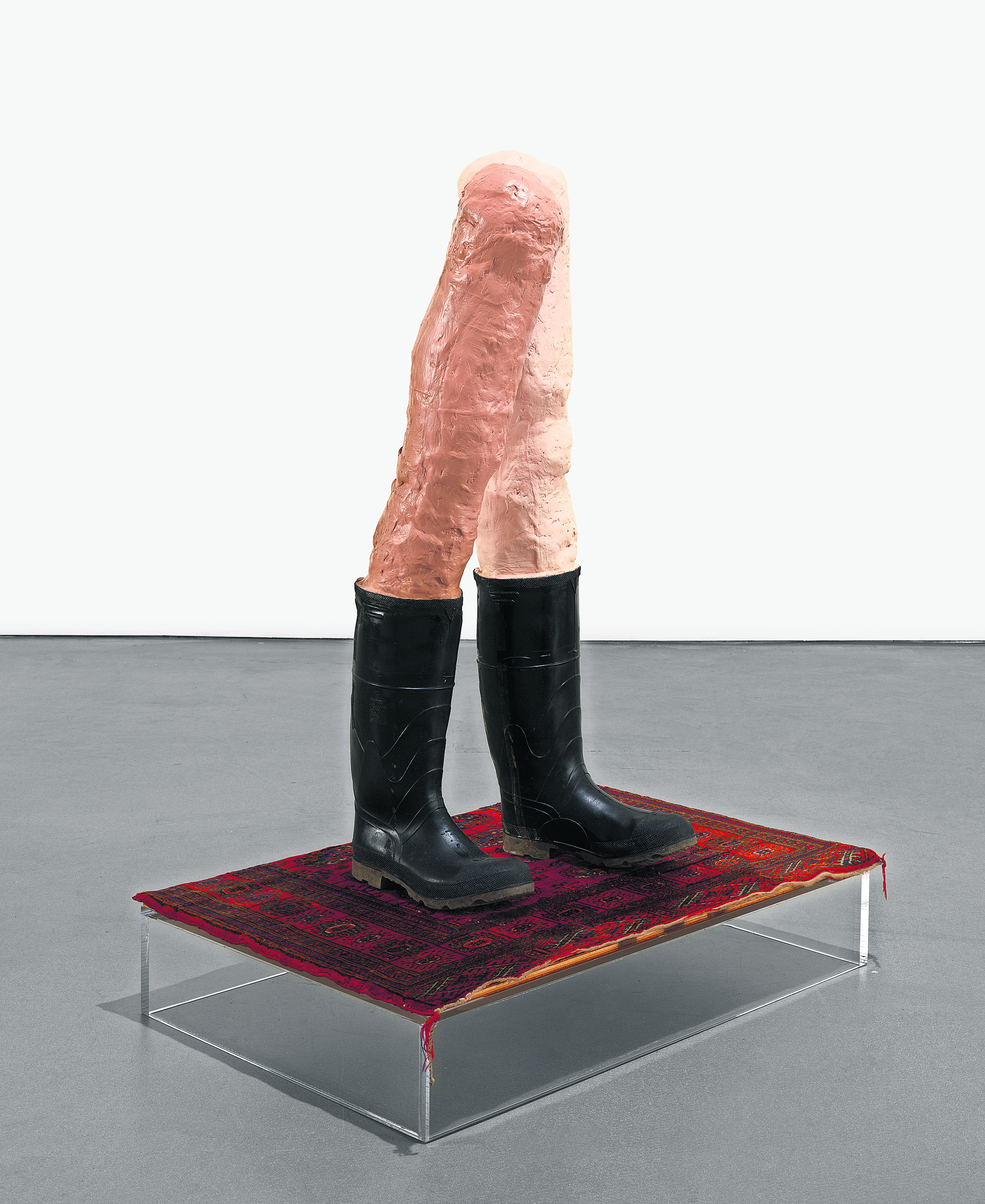 Huma Bhabha’s Magic Carpet, 2003, made from rubber boots, foam, Plexiglass, acrylic and carpet.