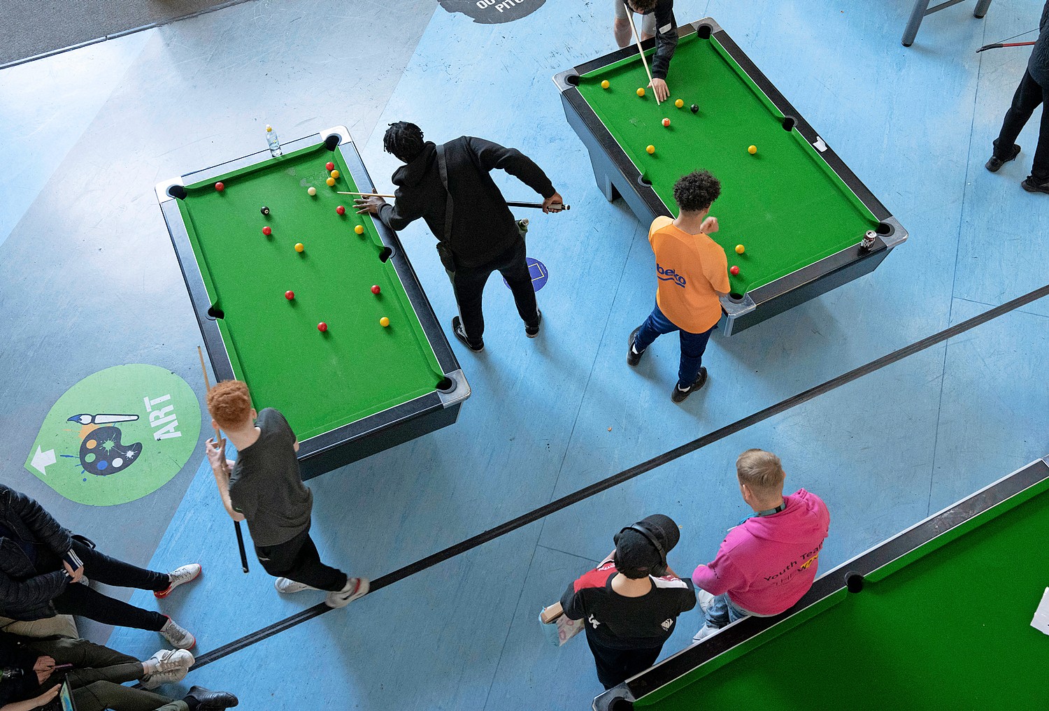 Boys playing at a youth centre in Wolverhampton.