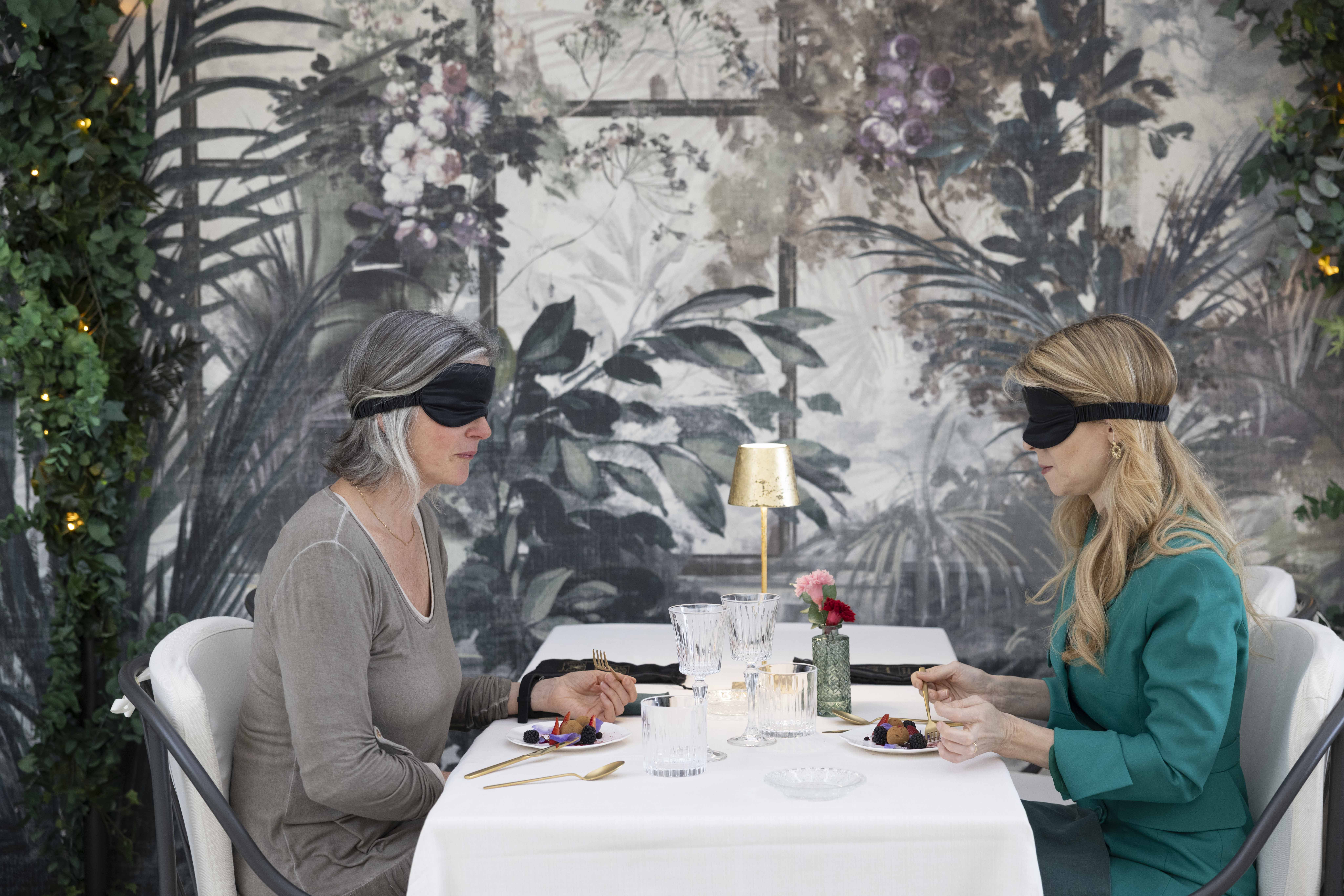 Second helpings: dessert is eaten wearing a blindfold to better tune into the senses