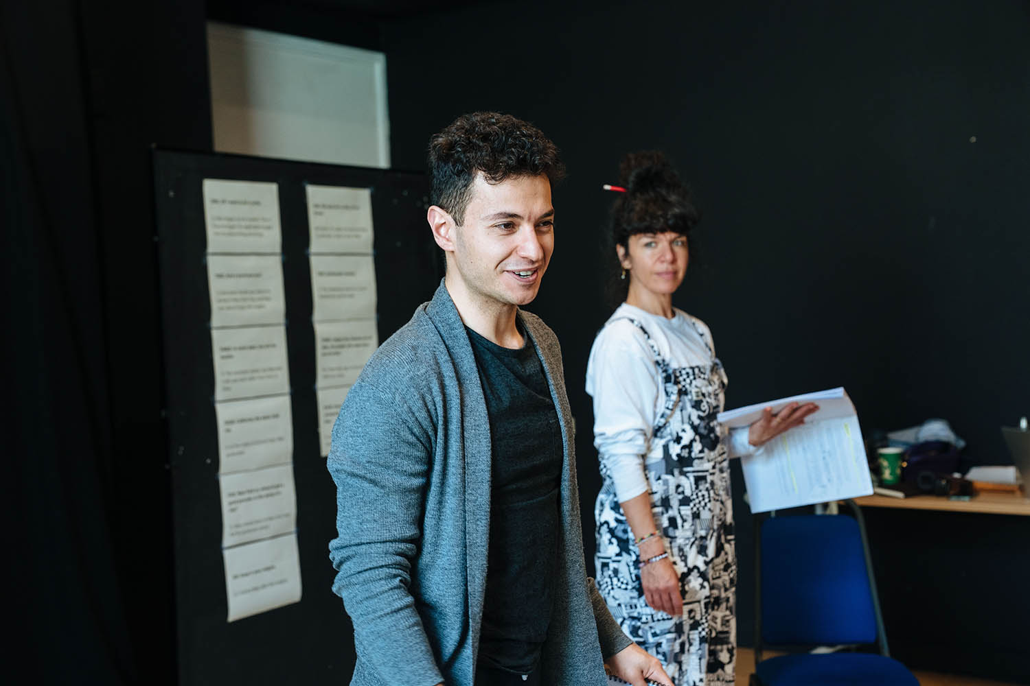 The poet and playwright as played by Eric Sirakian and Sirine Saba