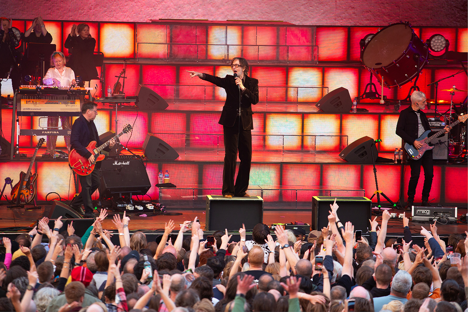 Pulp on stage in Manchester during their 2023 This Is What We Do for an Encore tour