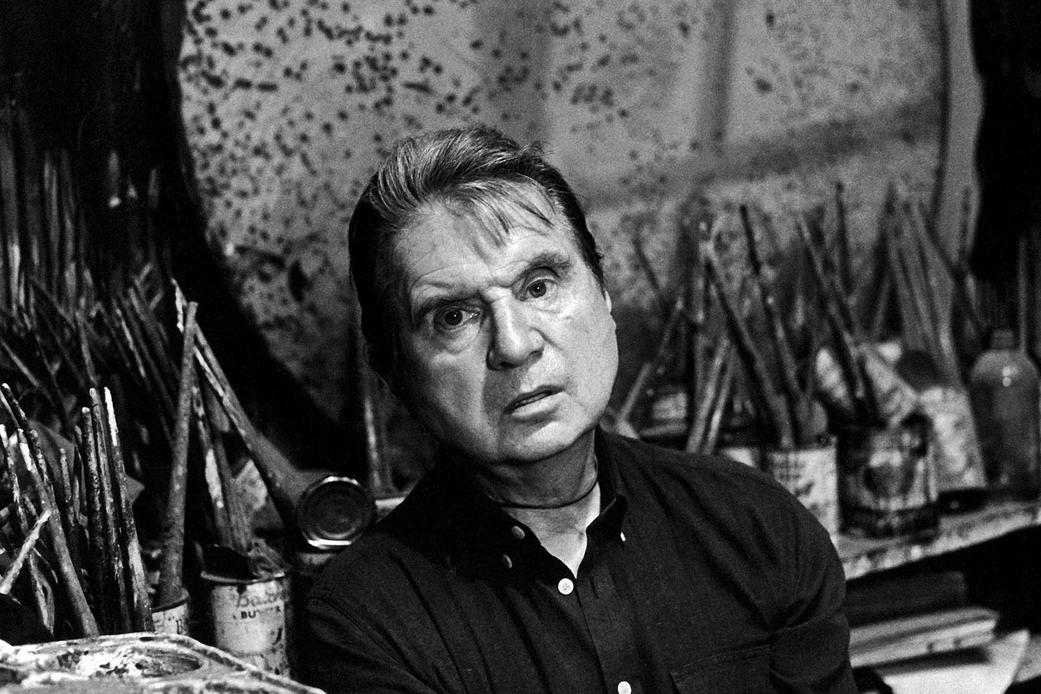 Francis Bacon in a shot taken by Jane Bown in his studio, 1980