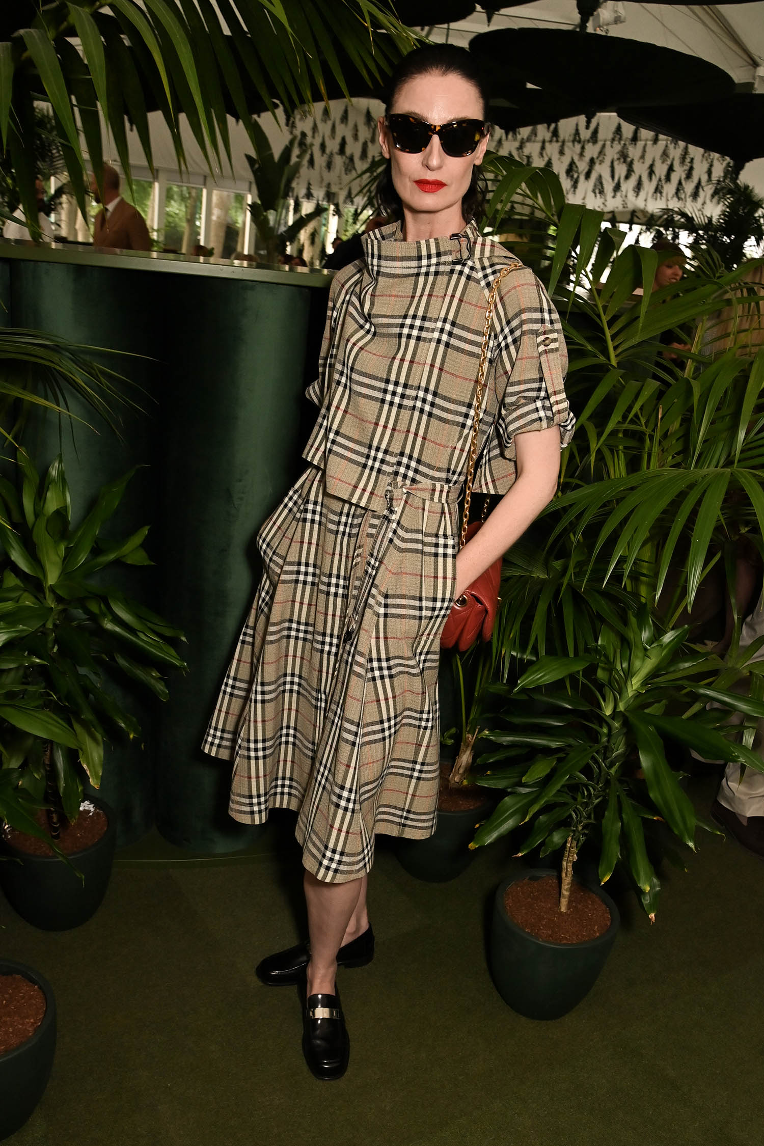 Erin O'Connor visits a dinner co-hosted by Burberry at the RHS Chelsea Flower Show on 20 May.  Dave Benett/Getty