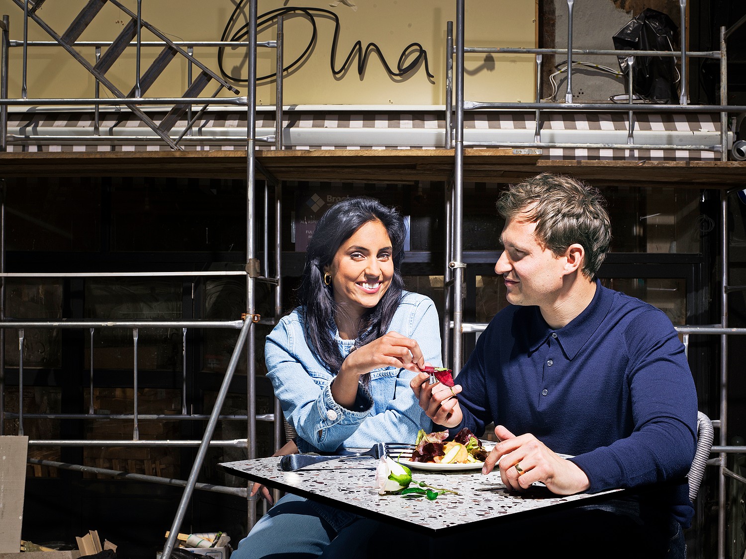 Ravneet Gill and Mattie Taiano outside their restaurant, Gina, in Chingford, a few weeks before opening