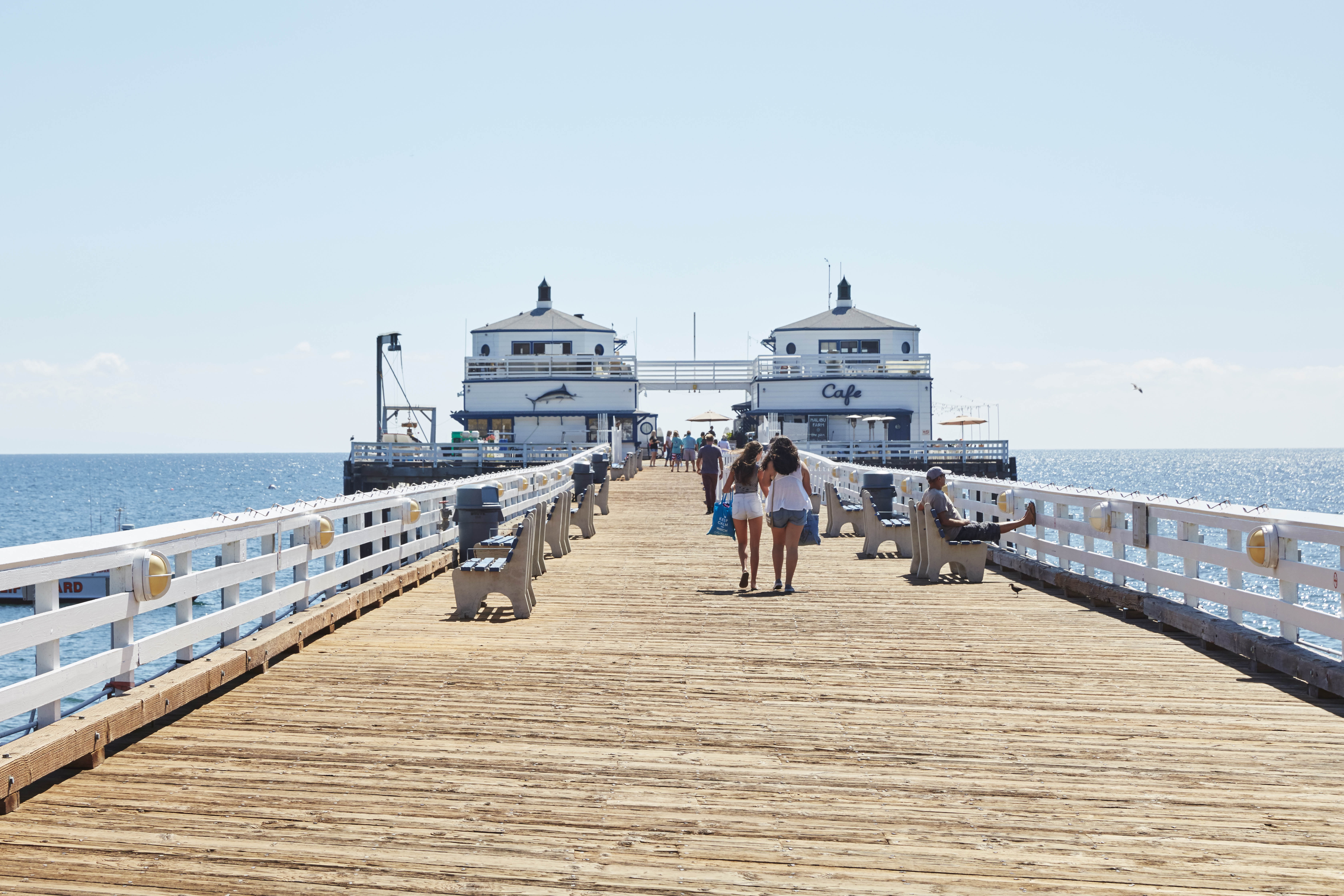 Malibu Pier, where Felicity gets into the Los Angeles vibe with a raw sprout and quinoa omelette