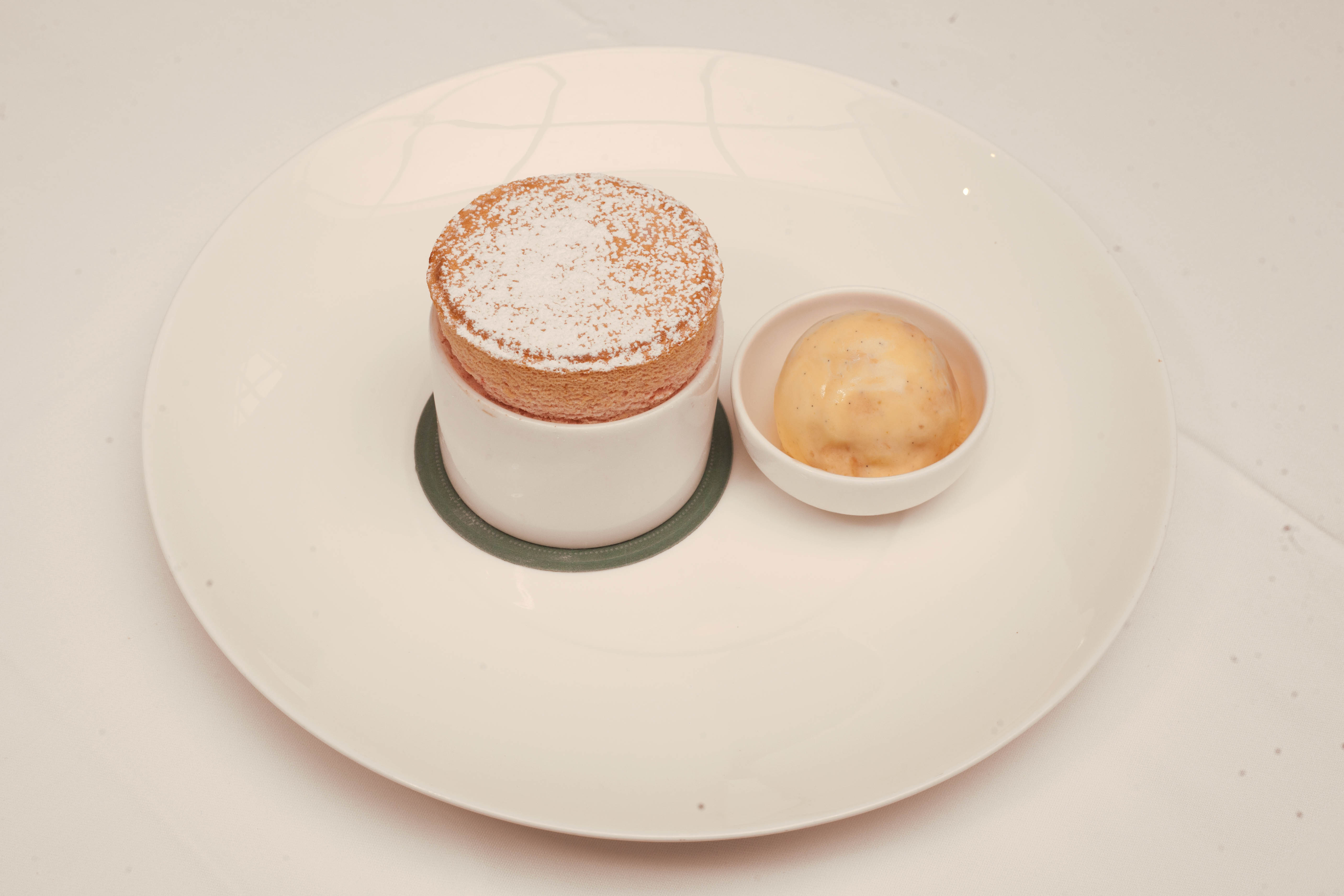 ‘Fruit-fresh and slightly acidic’: Rhubarb soufflé with ice cream