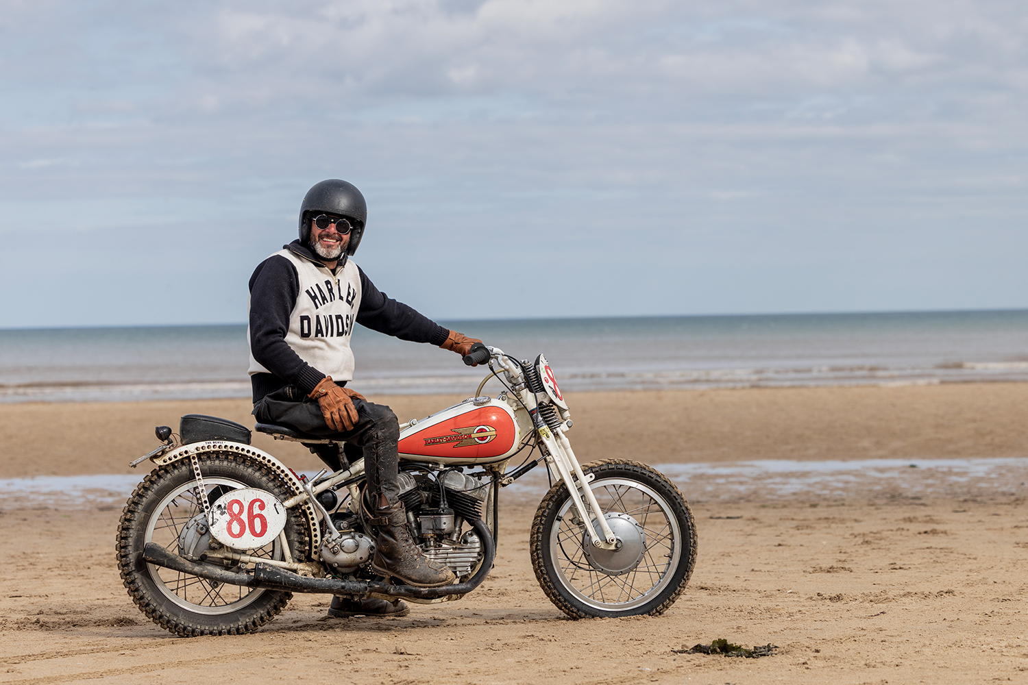 Gert-Jan Bouw from the Netherlands on his 1945 Harley Davidson.