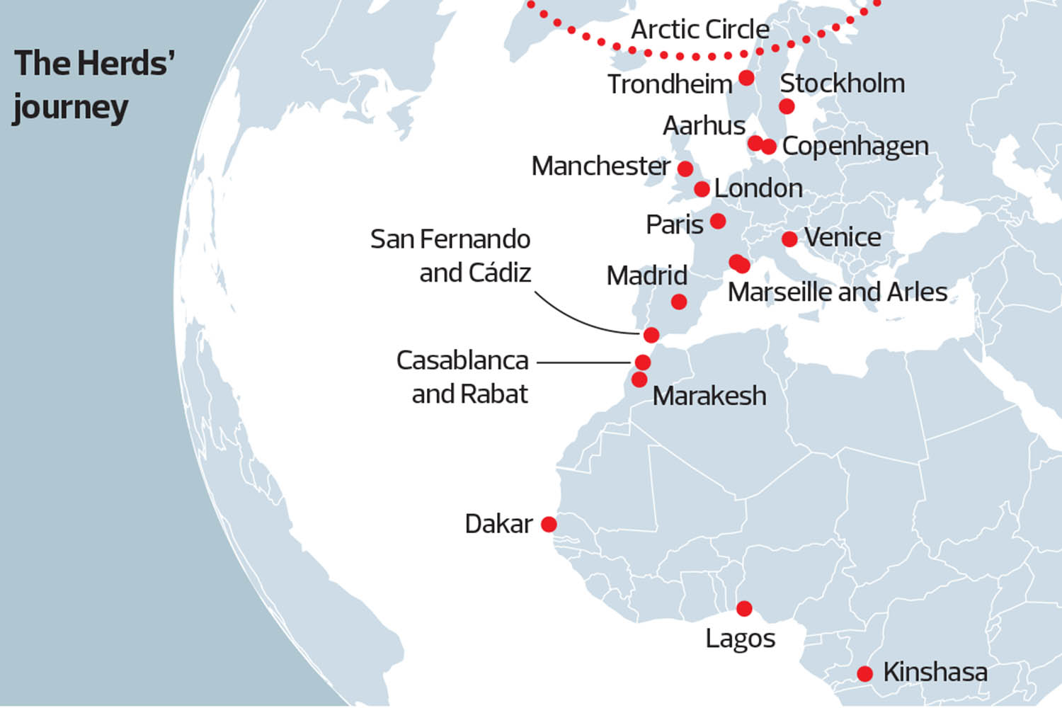 The Herds’ route from Africa to the Arctic