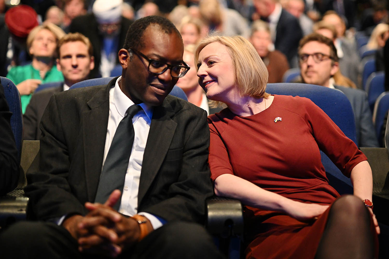 Kwasi Kwarteng and then PM Liz Truss attend the 2022 Conservative party conference in Birmingham