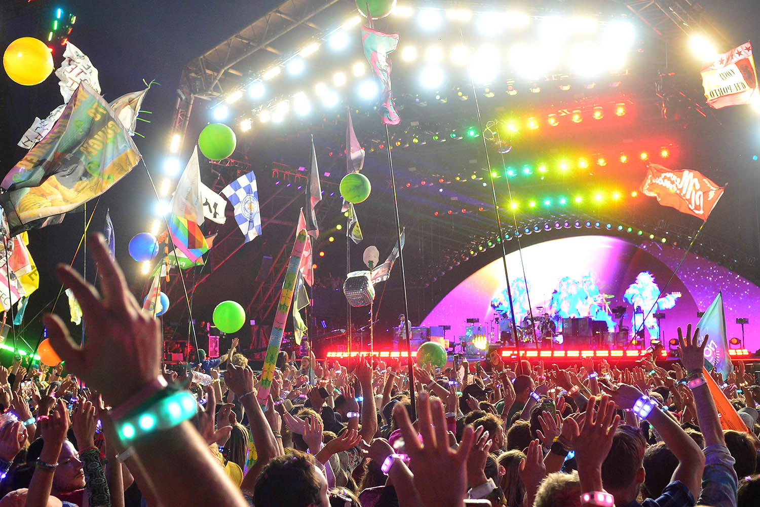 Coldplay perform on the Pyramid stage at the 2024 Glastonbury Festival
