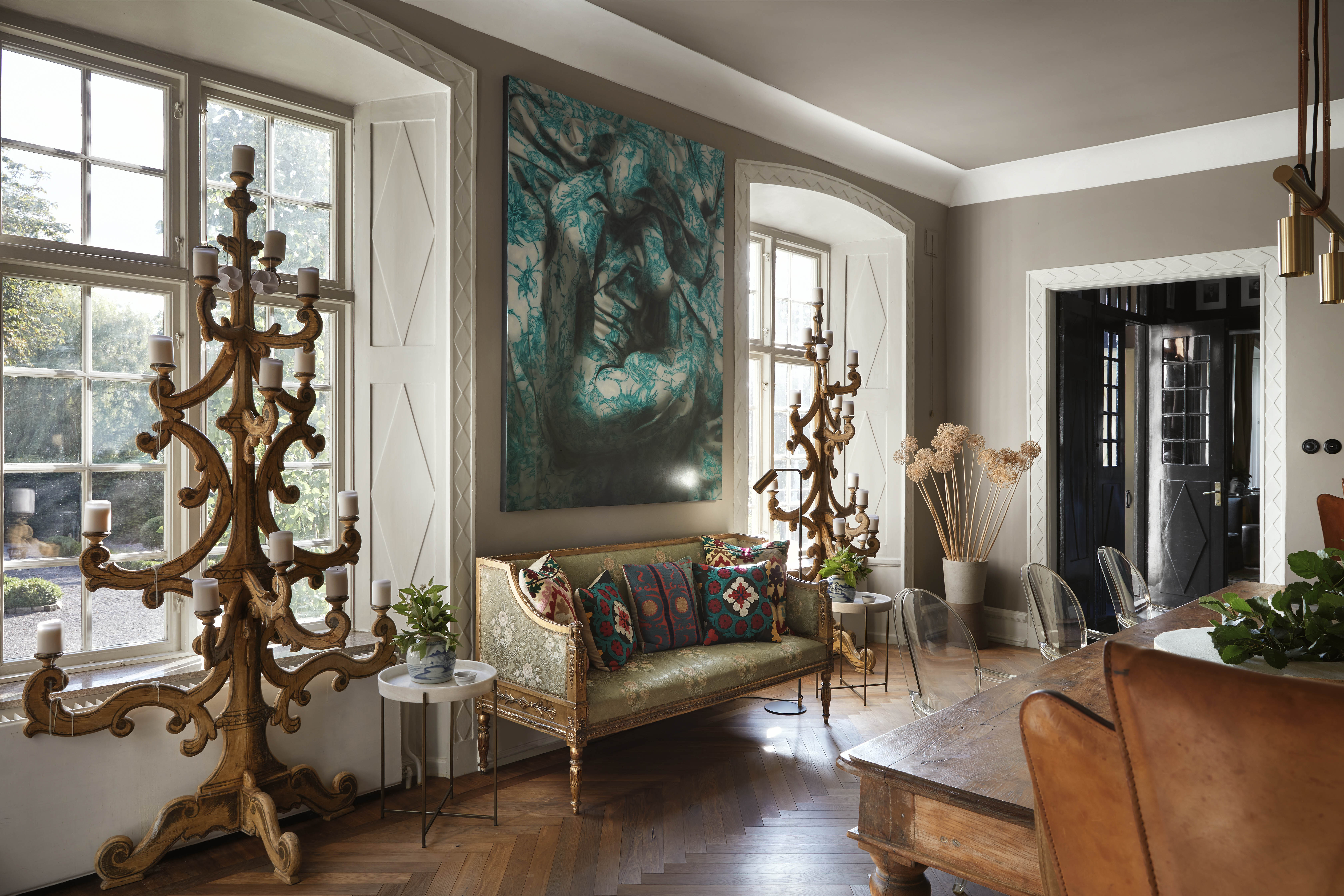 Old and new: antique furniture meets modern art