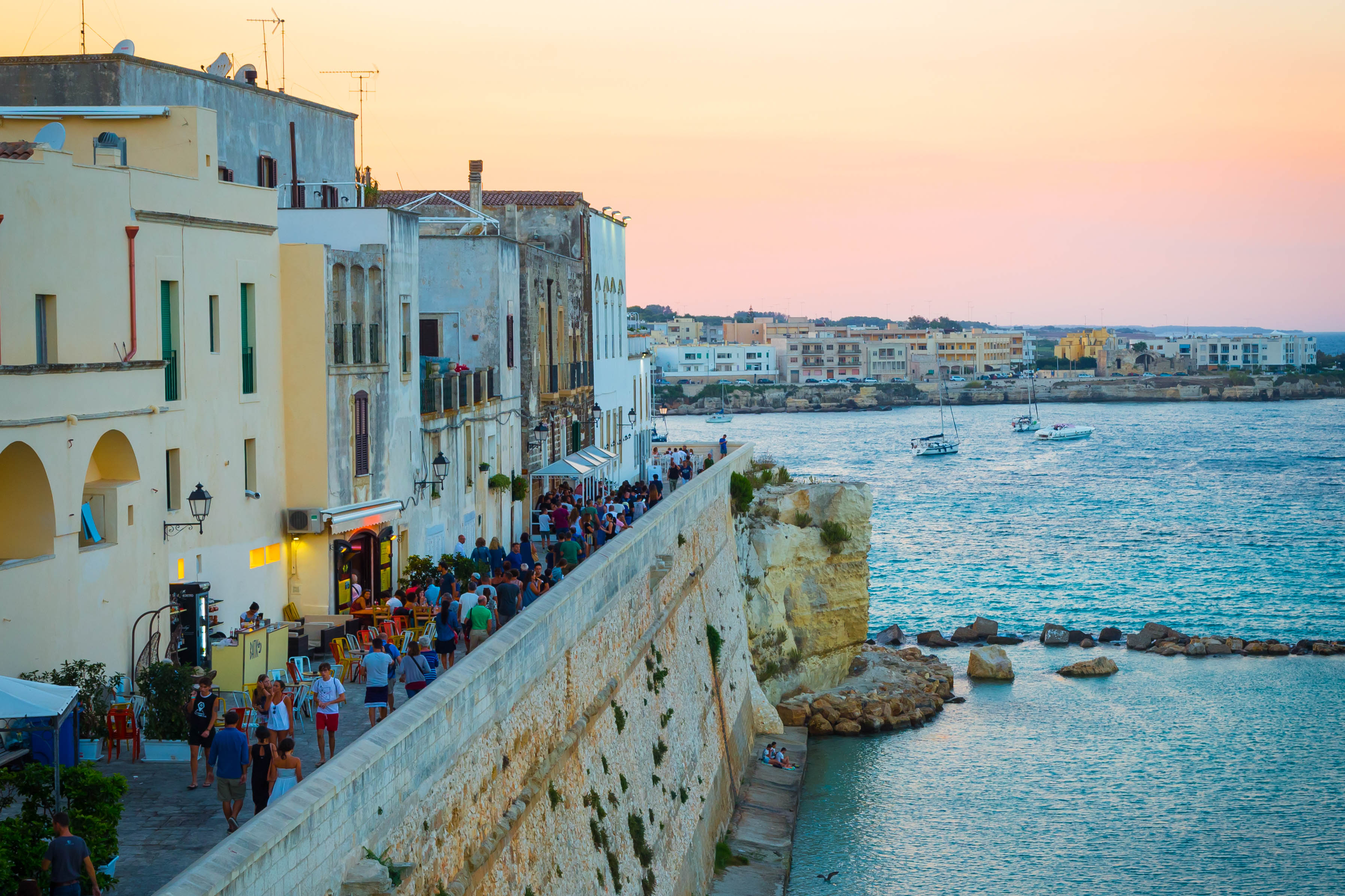 ‘Passeggiata!’: crowds walking at sunset in Otranto