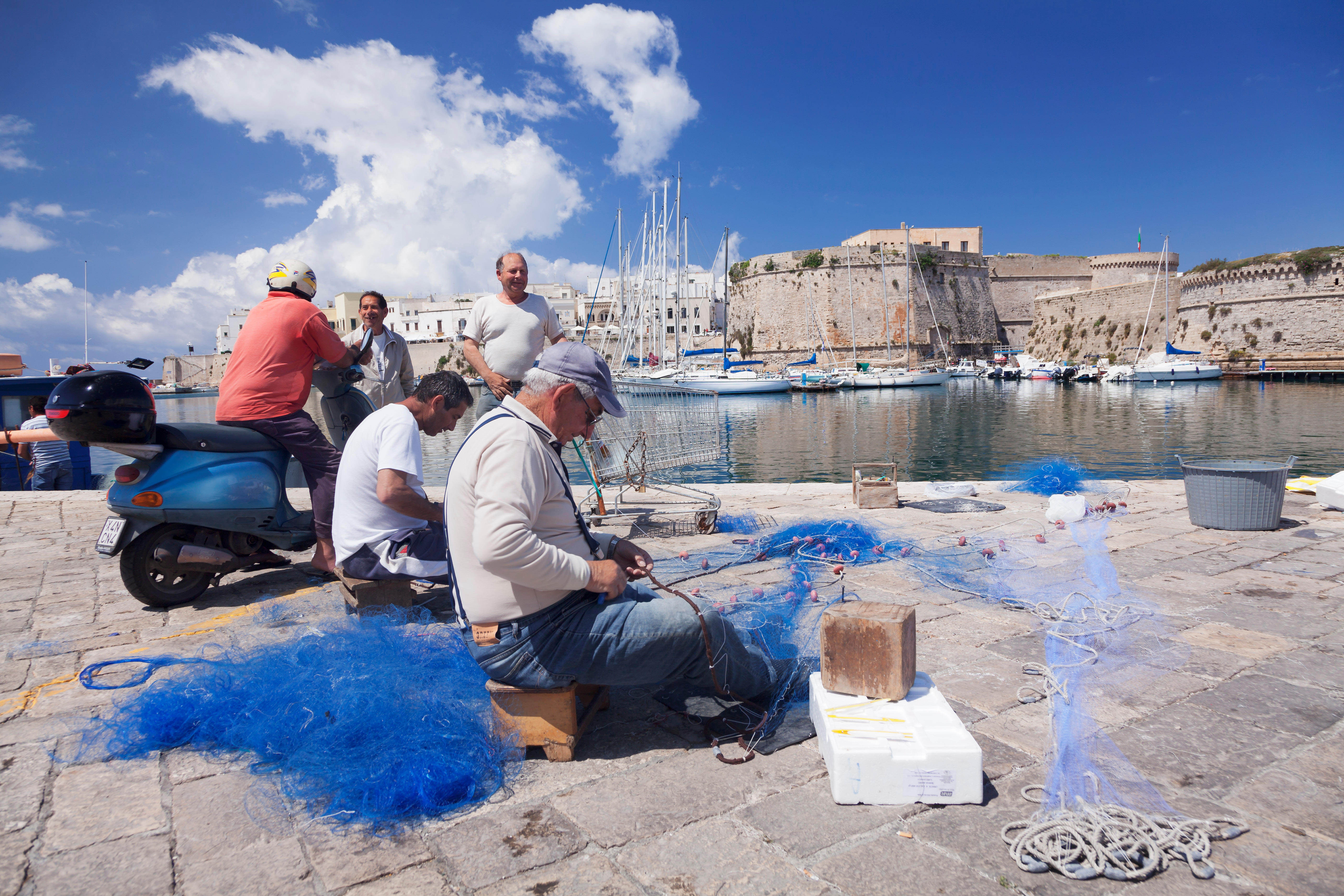 Net benefits: fishermen at the harbour in Gallipoli