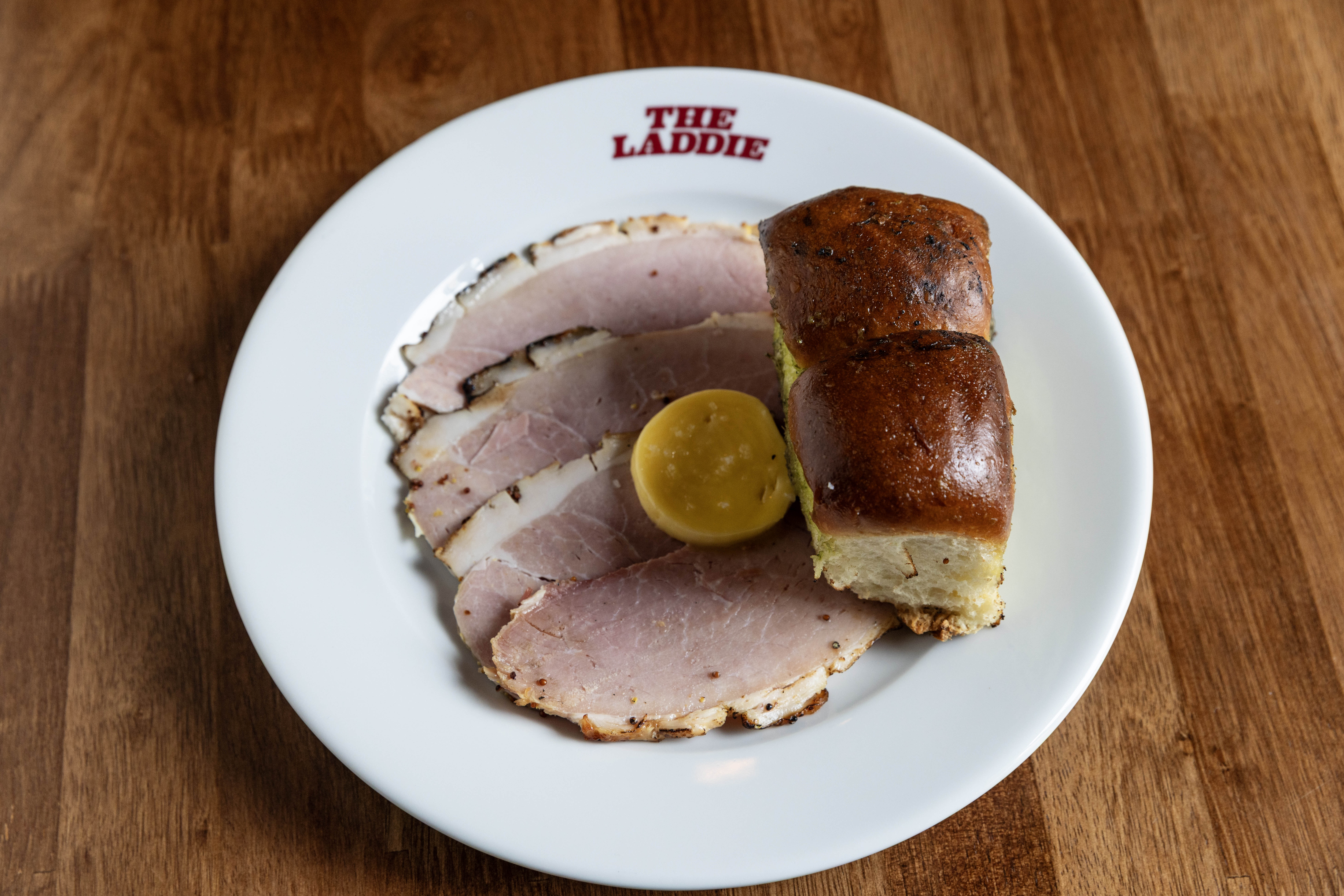 ‘Inspired by butty pork’: ham from the fire, milk rolls