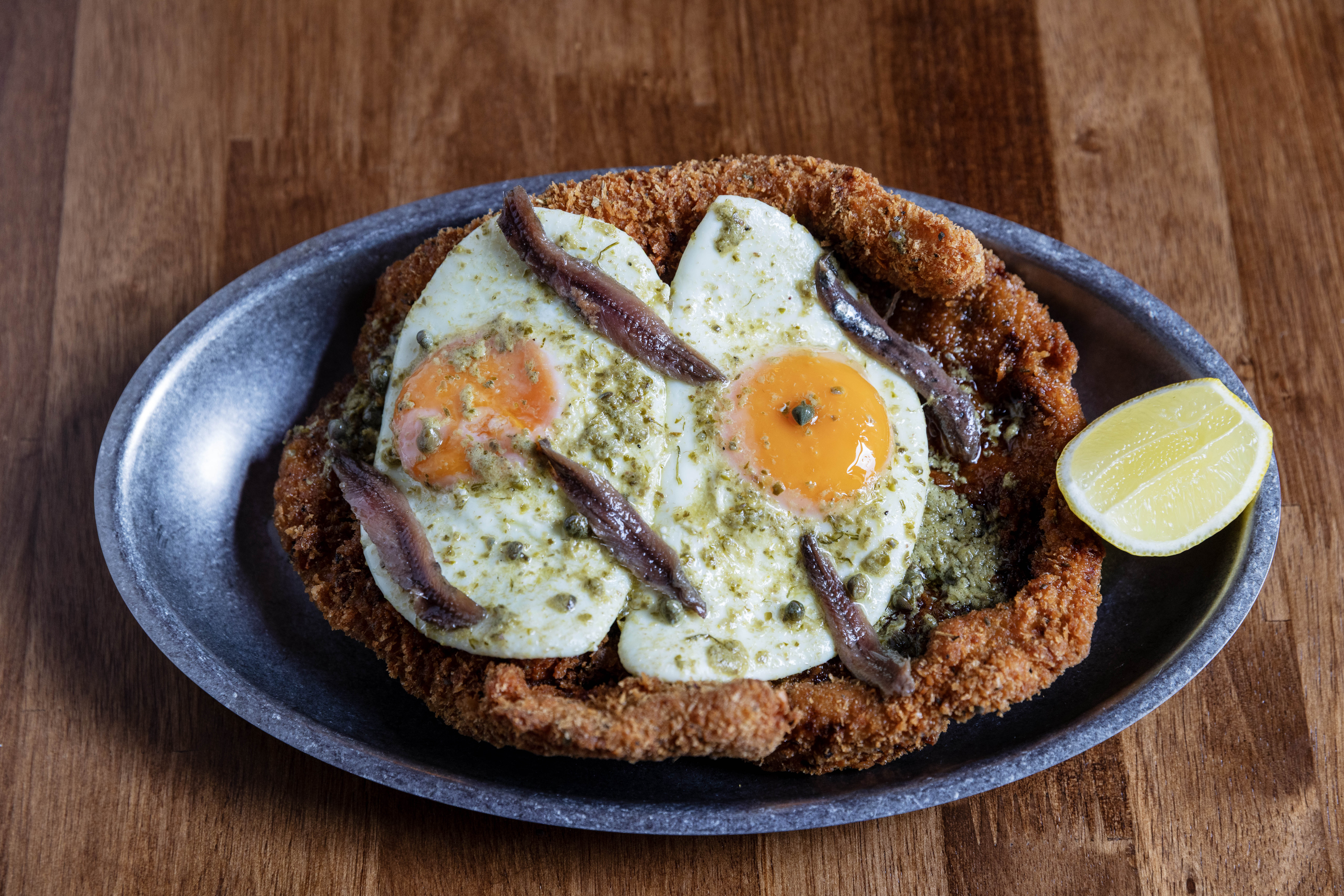 ‘An unusually juicy, golden wave’: pork schnitzel