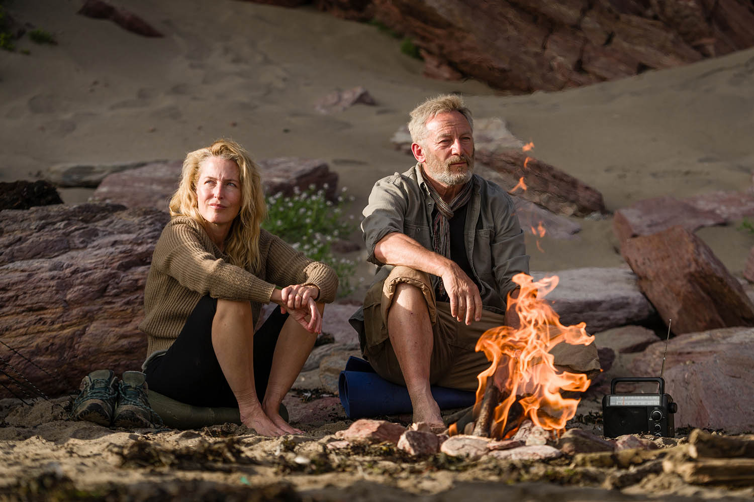 Gillian Anderson and Jason Isaacs in The Salt Path