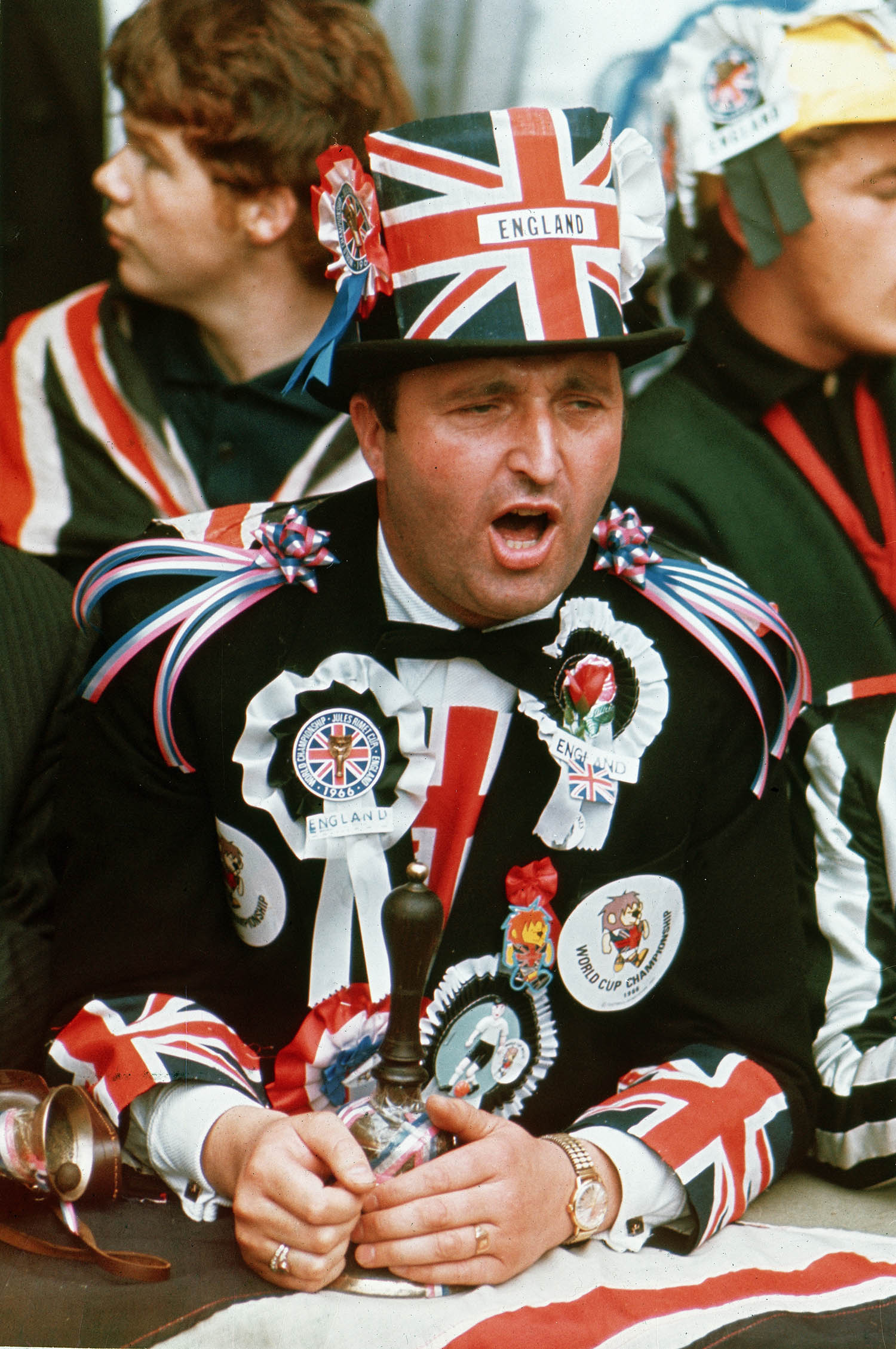 Showing his colours: a football fan in 1966