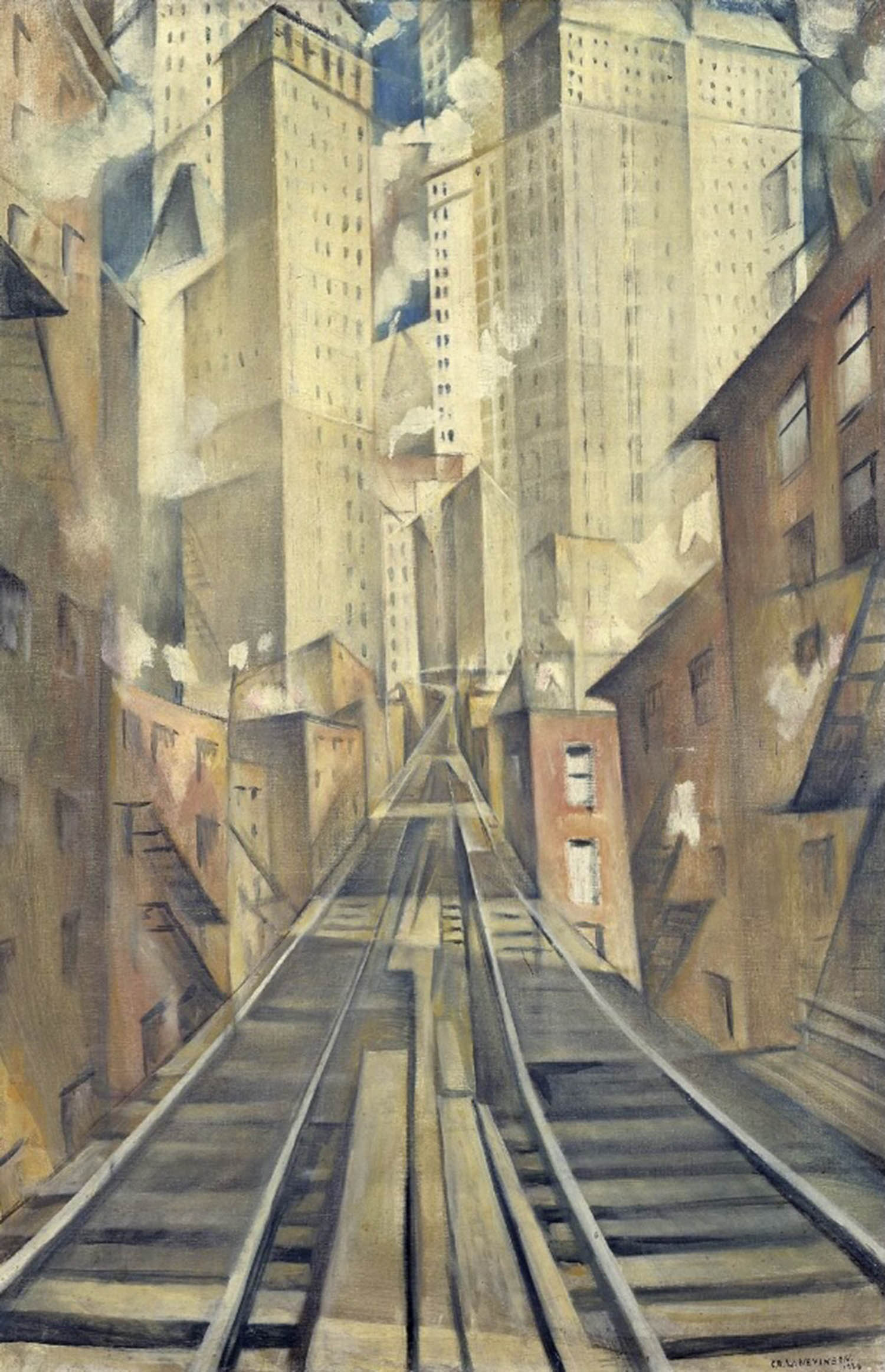 CRW Nevinson’s 1920 painting The Soul of the Soulless City (detail), AKA New York: An Abstraction
