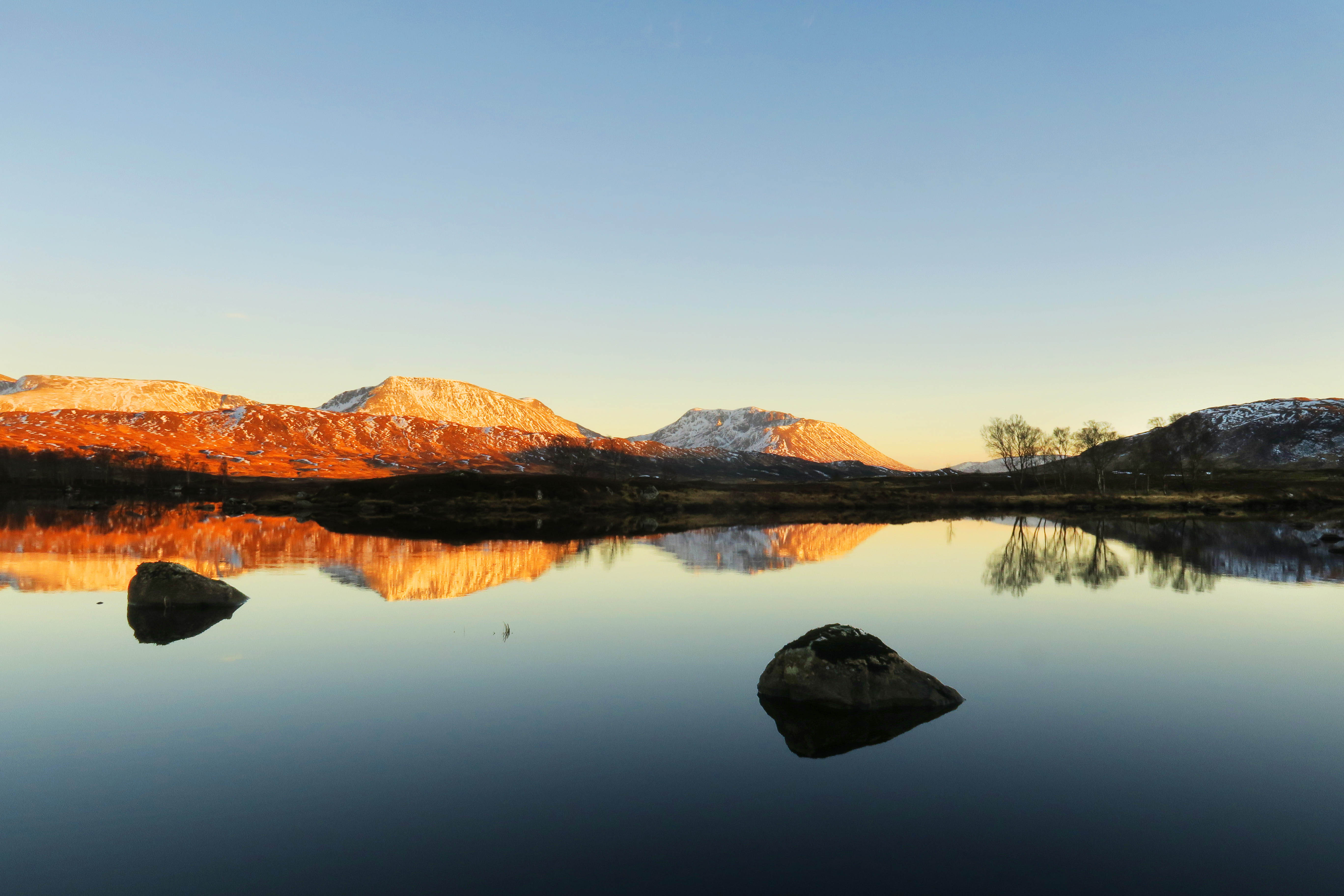 Rannoch Moor: ‘Blue skies, limpid pools, auburn swathes of heather and gorse, strikingly spare and beautiful’