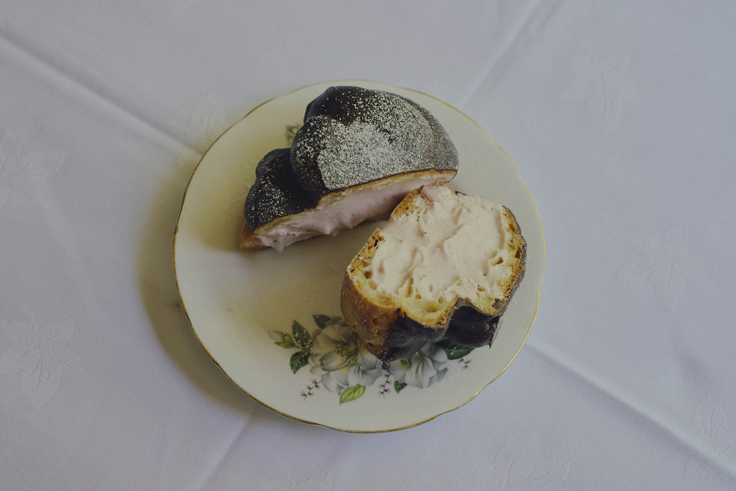 ‘Light choux buns dipped in Callebaut dark chocolate’: profiteroles