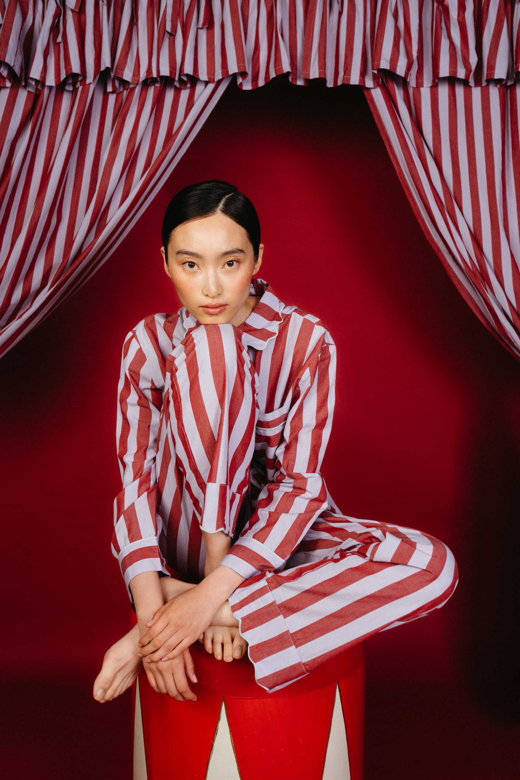 Under the big topTBCo (pronounced TeaBee-Co) has launched cheery, circus-inspired cotton pyjama sets with effortless appeal. Choose from joyful stripes or fun frill trims. Each set includes a matching scrunchie and drawstring bag, perfect for storage when you travel. Plus, you can personalise your PJs with up to three initials on the cuff. £99, TBCo